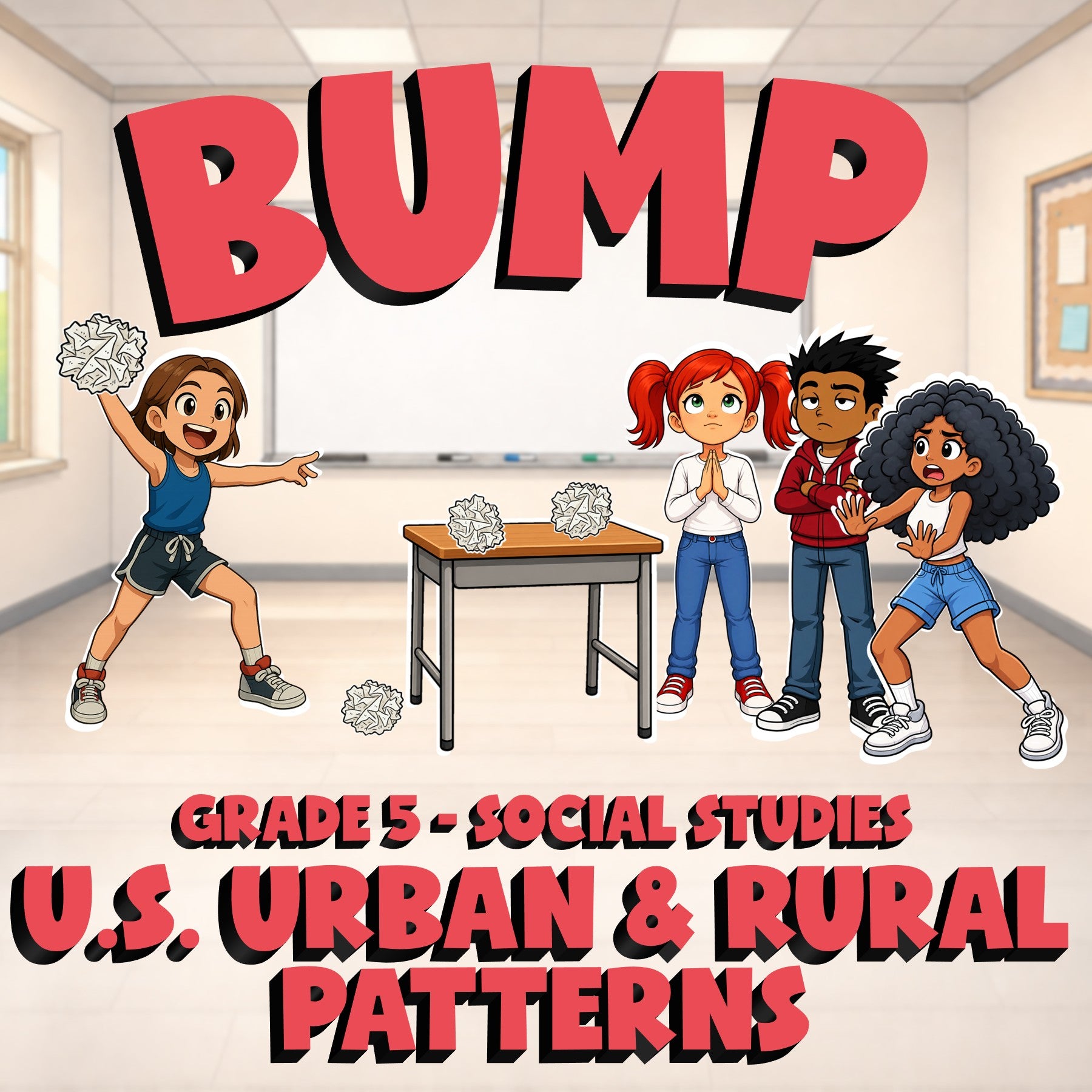 U.S. Urban & Rural Patterns BUMP Socials Game - No Prep Grade 5 Review Activity