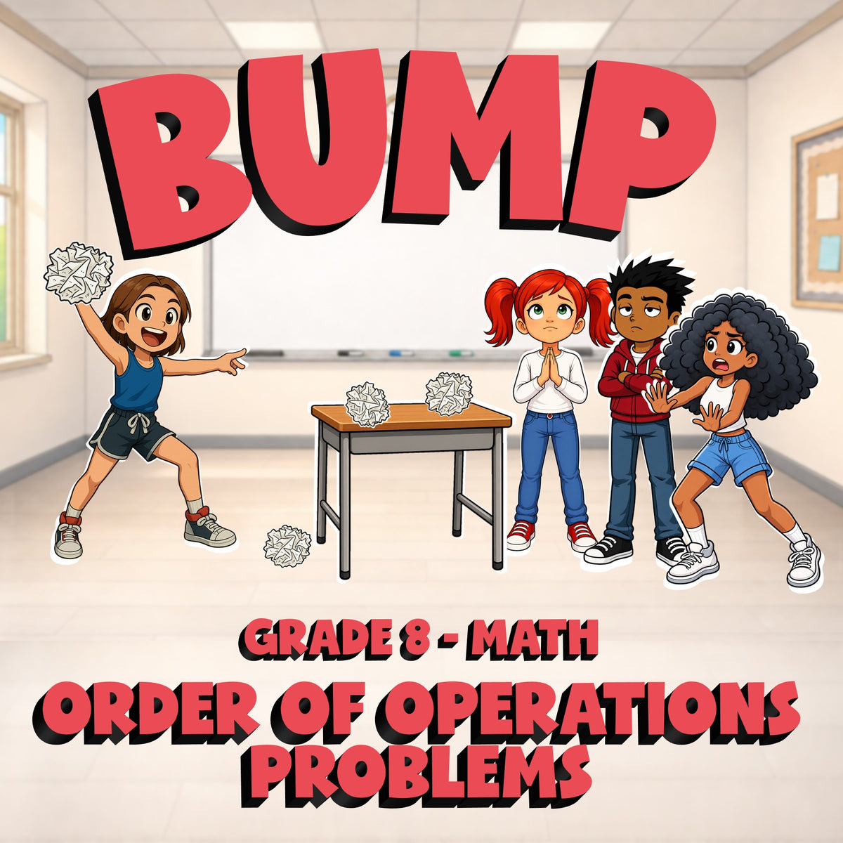 Order of Operations Problems BUMP Math Game - No Prep Grade 8 Review Activity