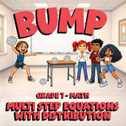 Multi Step Equations with Distribution BUMP Math Game - No Prep Grade 7 Review