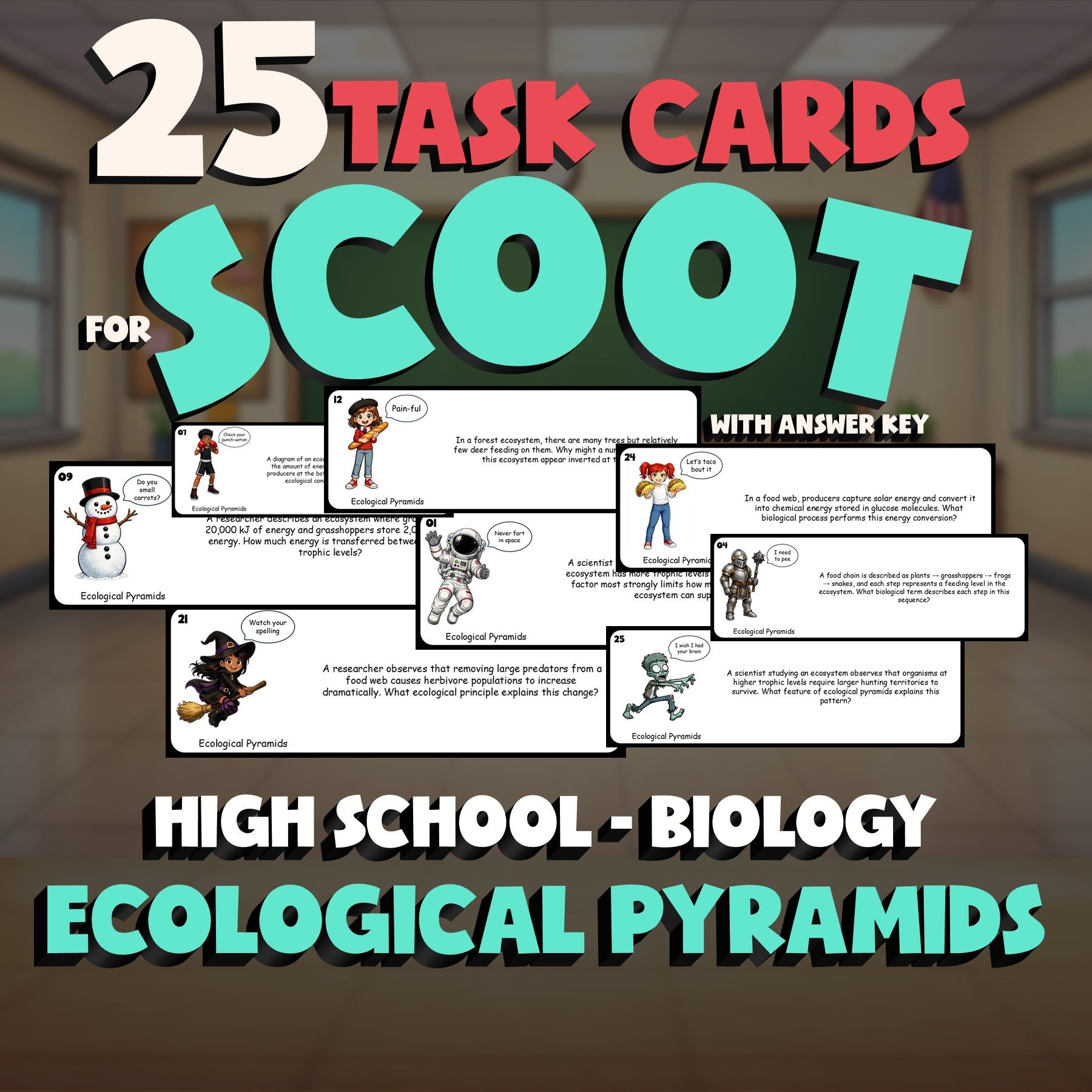 Ecological Pyramids SCOOT TASK CARDS Science Game - No Prep Biology Review