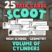 Volume of Cylinders SCOOT TASK CARDS Math Game - No Prep Geometry Review