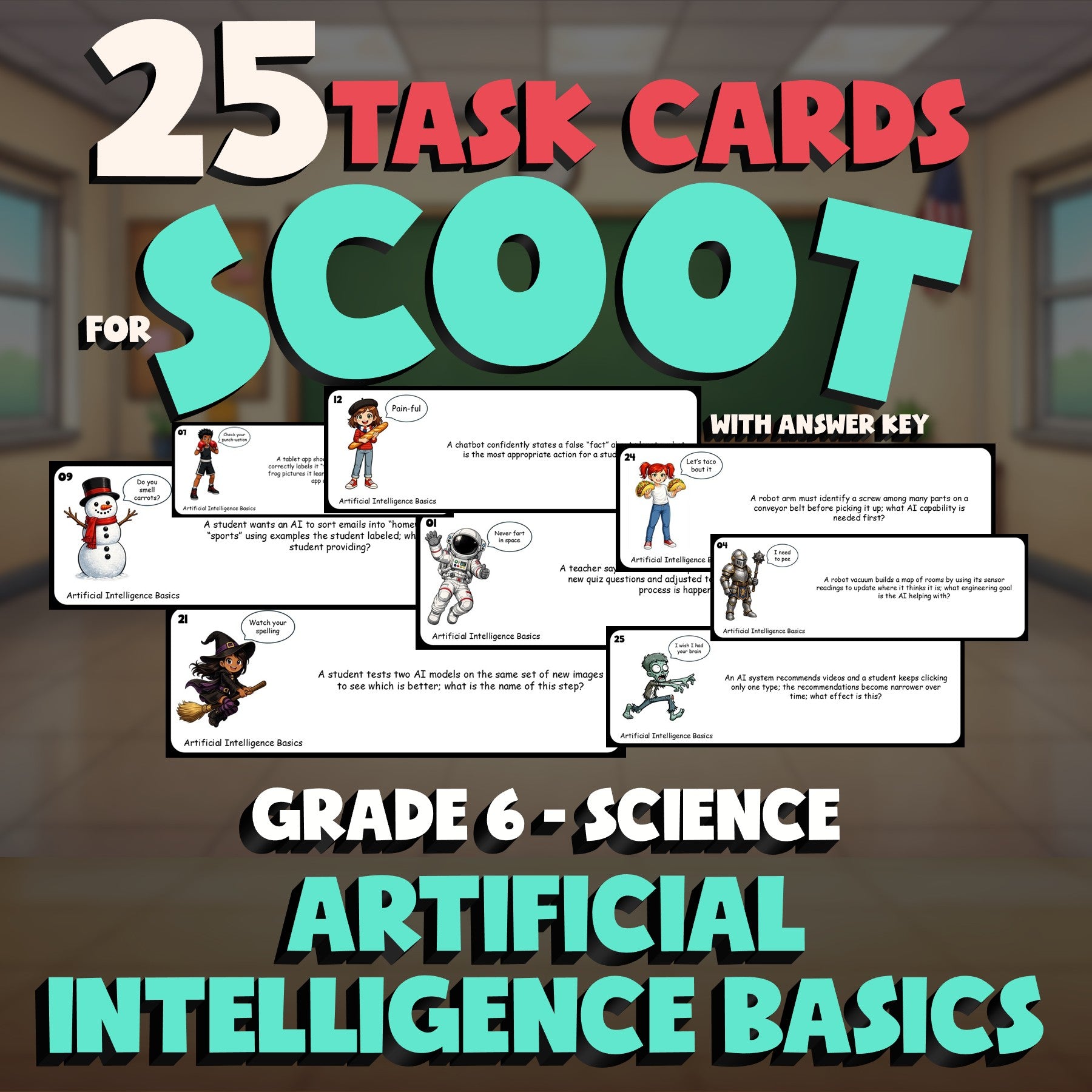 Artificial Intelligence Basics SCOOT TASK CARDS Science Game - No Prep Grade 6