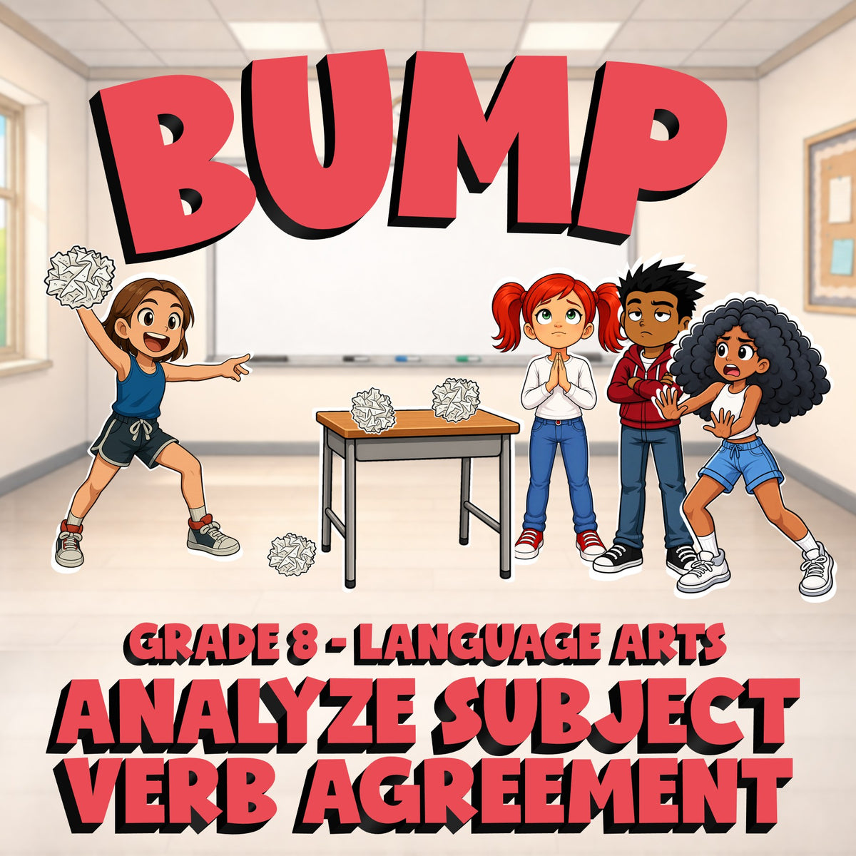 Analyze Subject Verb Agreement BUMP ELA Game - No Prep Grade 8 Review Activity