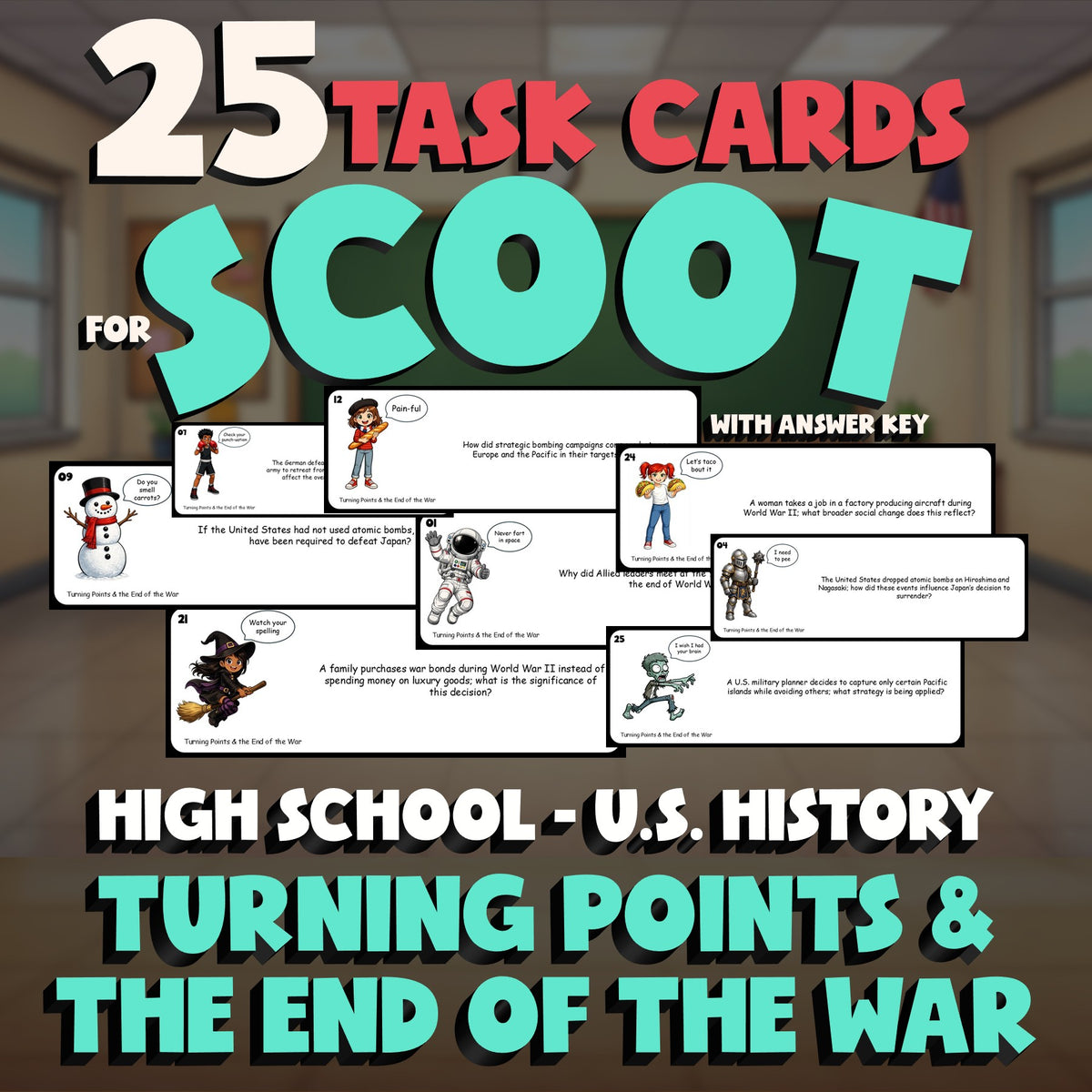 Turning Points & the End of the War SCOOT TASK CARDS U.S. History Game - No Prep