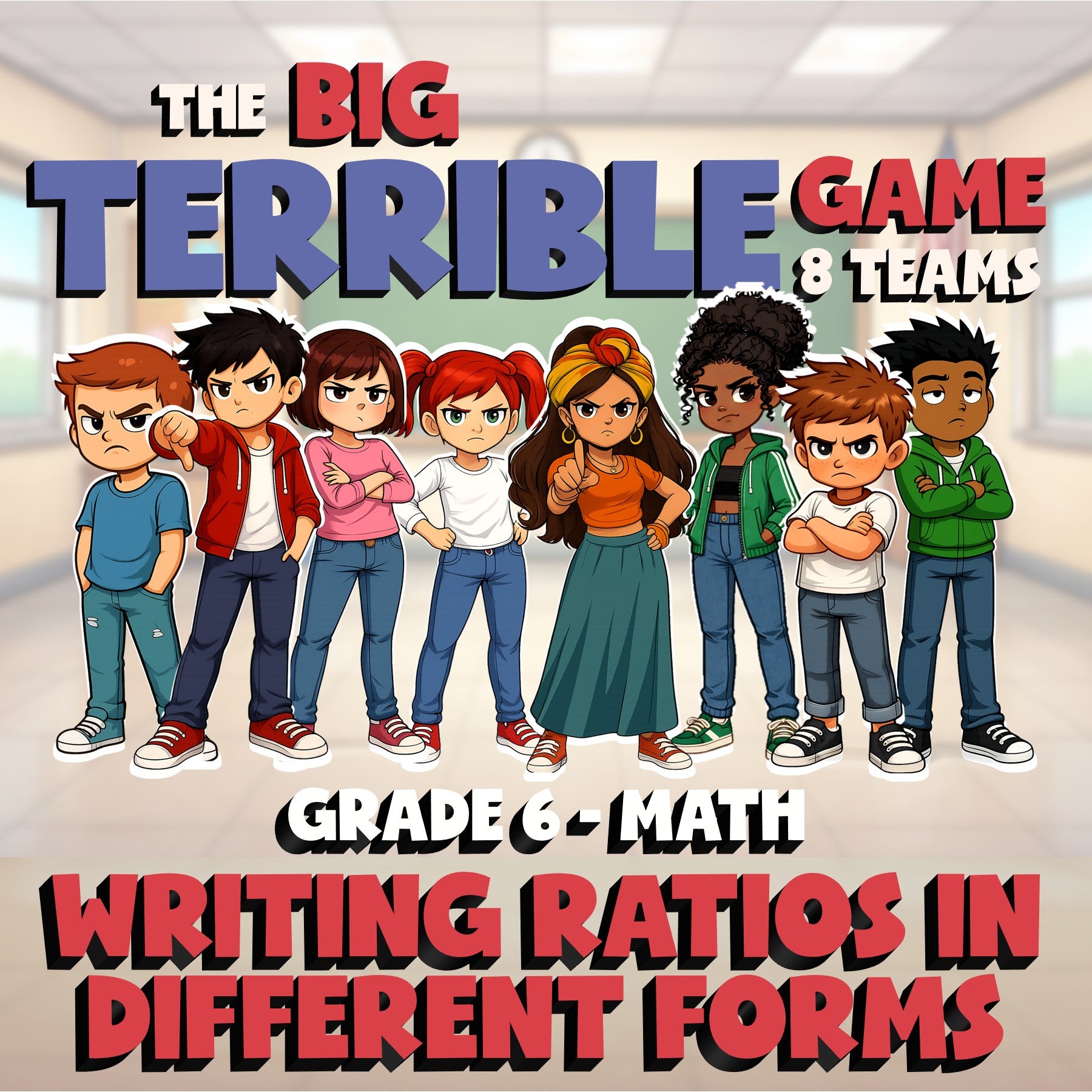 Writing Ratios in Different Forms BIG TERRIBLE GAME - Grade 6 Math Review