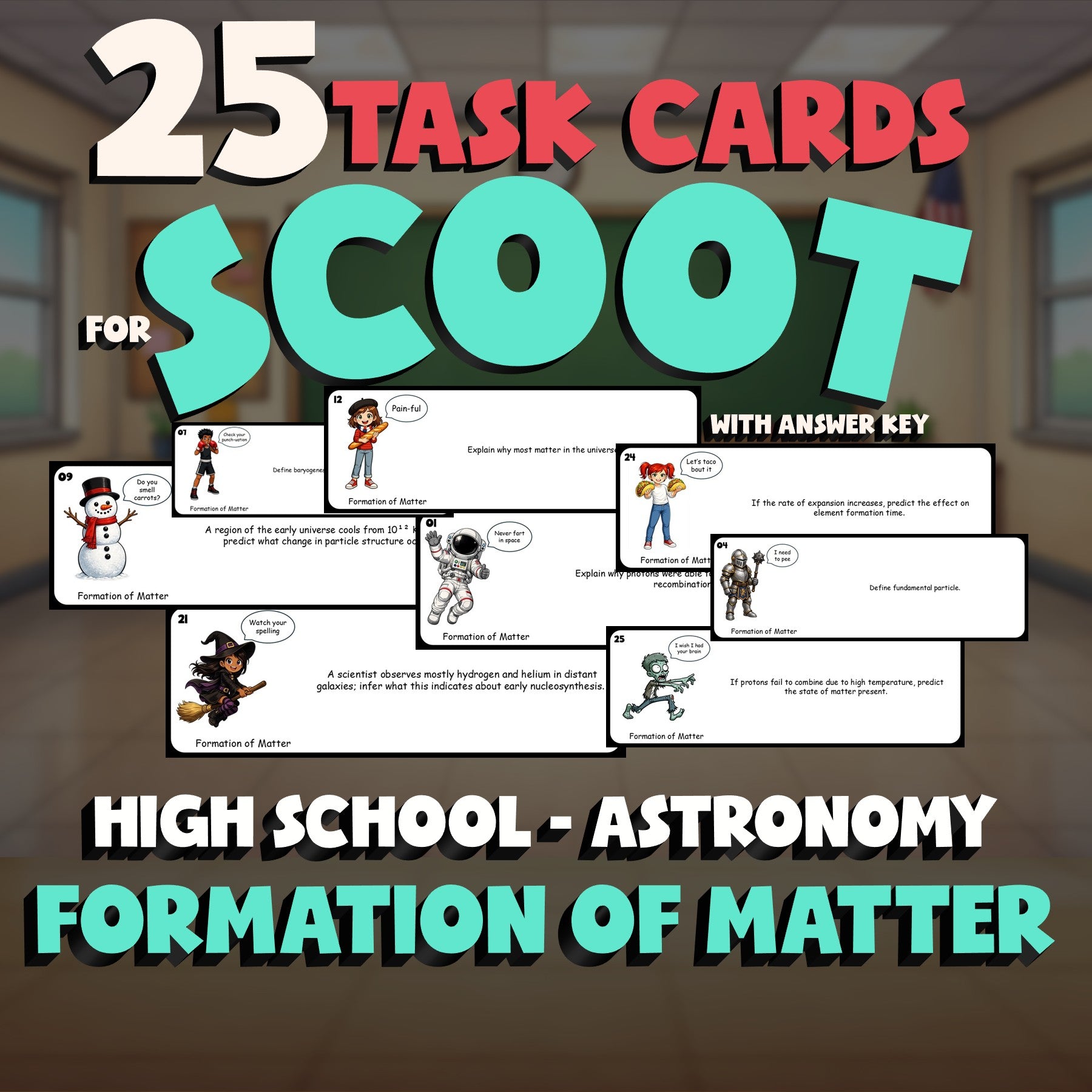 Formation of Matter SCOOT TASK CARDS Science Game - No Prep Astronomy Review
