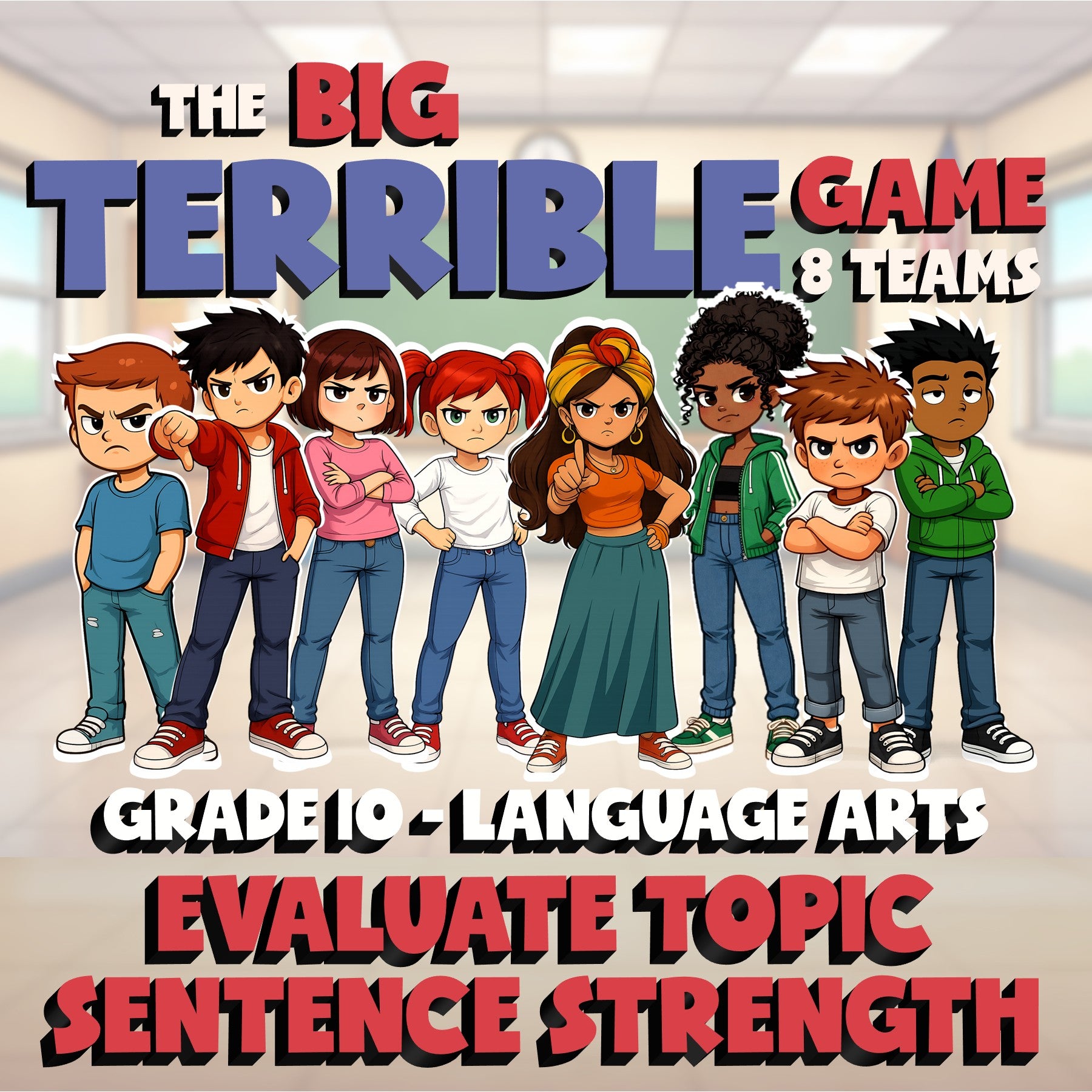Evaluate Topic Sentence Strength BIG TERRIBLE GAME - No Prep Grade 10 ELA Review