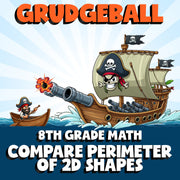 Compare Perimeter of 2D Shapes GRUDGEBALL Math Game - No Prep Grade 8 Review