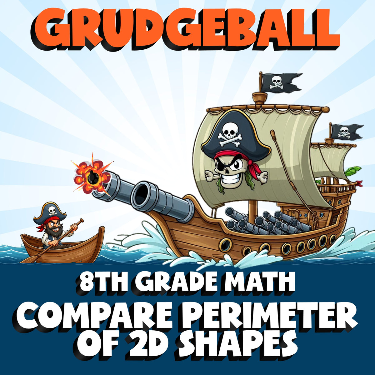 Compare Perimeter of 2D Shapes GRUDGEBALL Math Game - No Prep Grade 8 Review