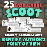 Identify Author's Point of View SCOOT TASK CARDS ELA Game - No Prep Grade 9