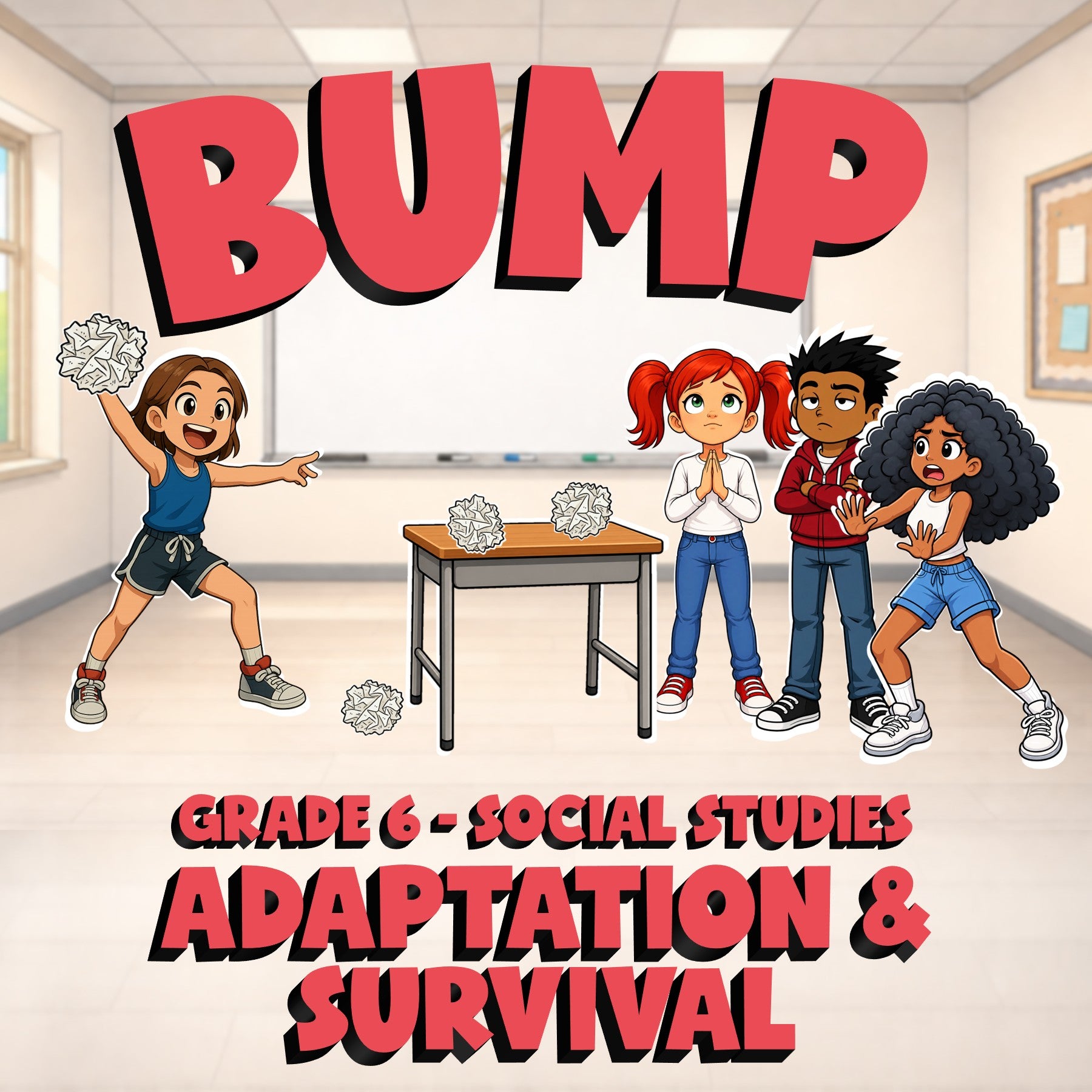 Adaptation & Survival BUMP Socials Game - No Prep Grade 6 Review Activity