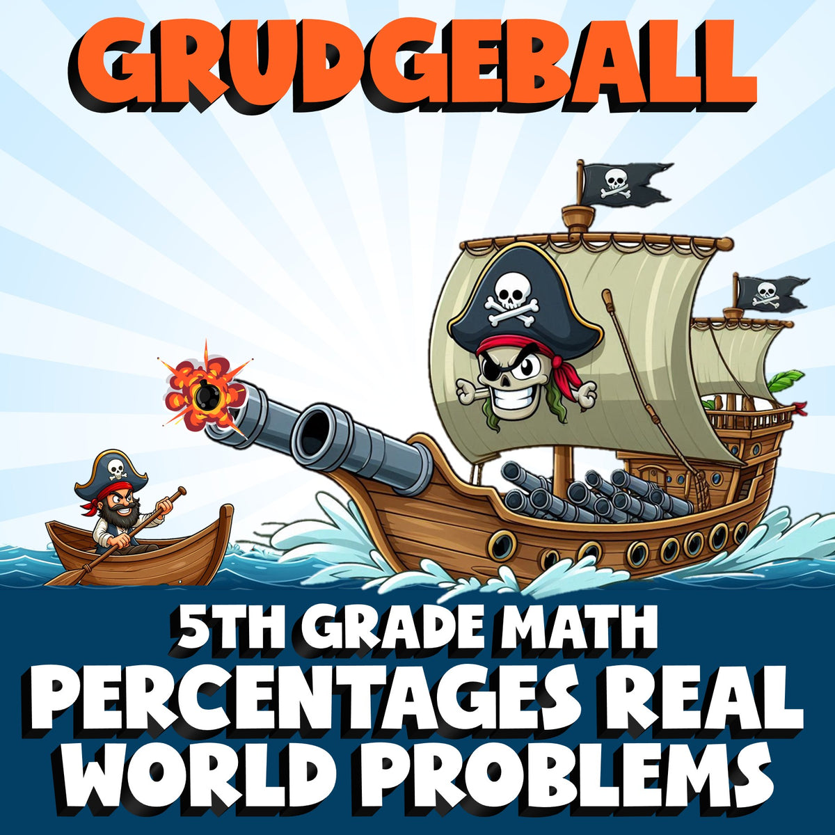 Percentages Real World Problems GRUDGEBALL Math Game - No Prep Grade 5 Review