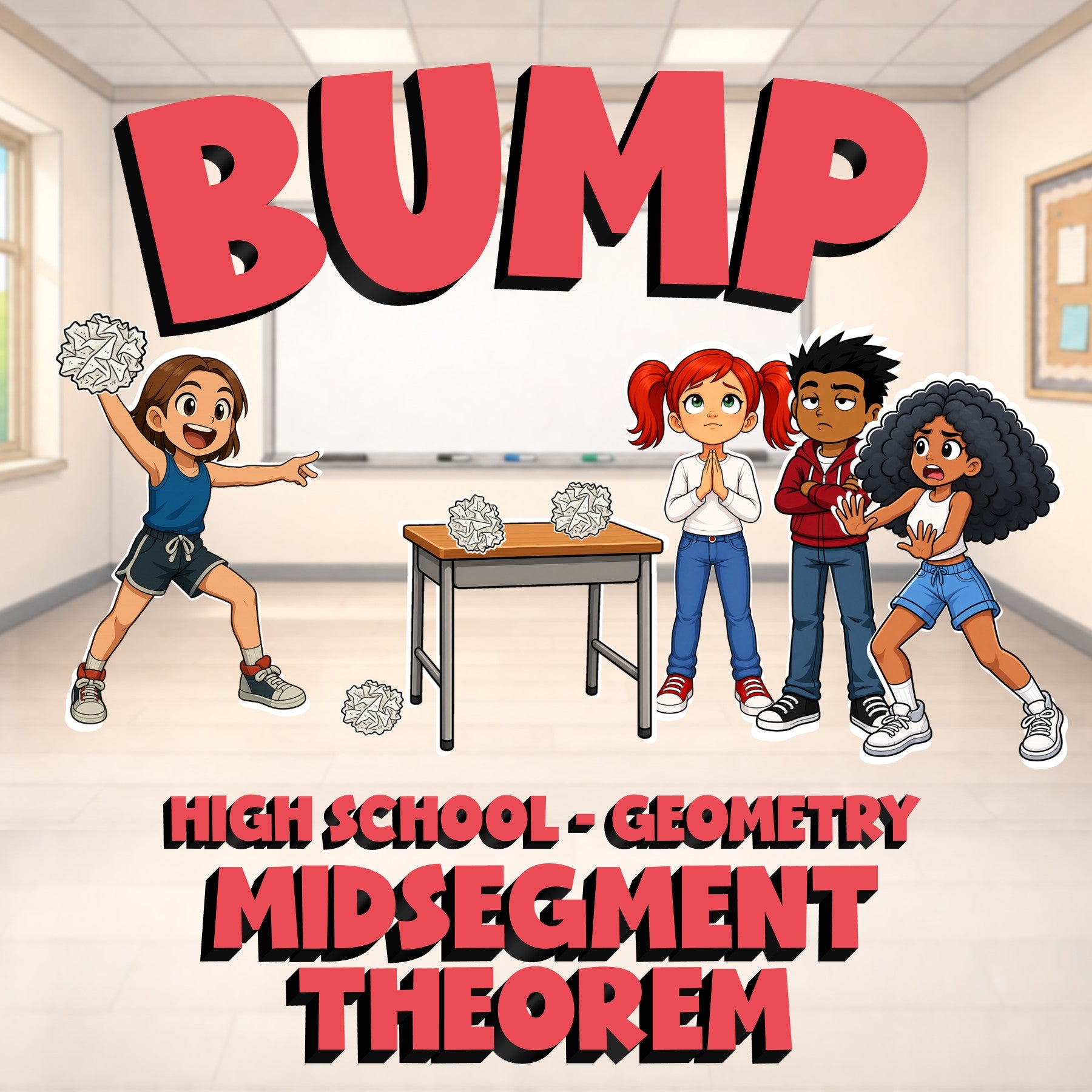 Midsegment Theorem BUMP Math Game - No Prep Geometry Review Activity