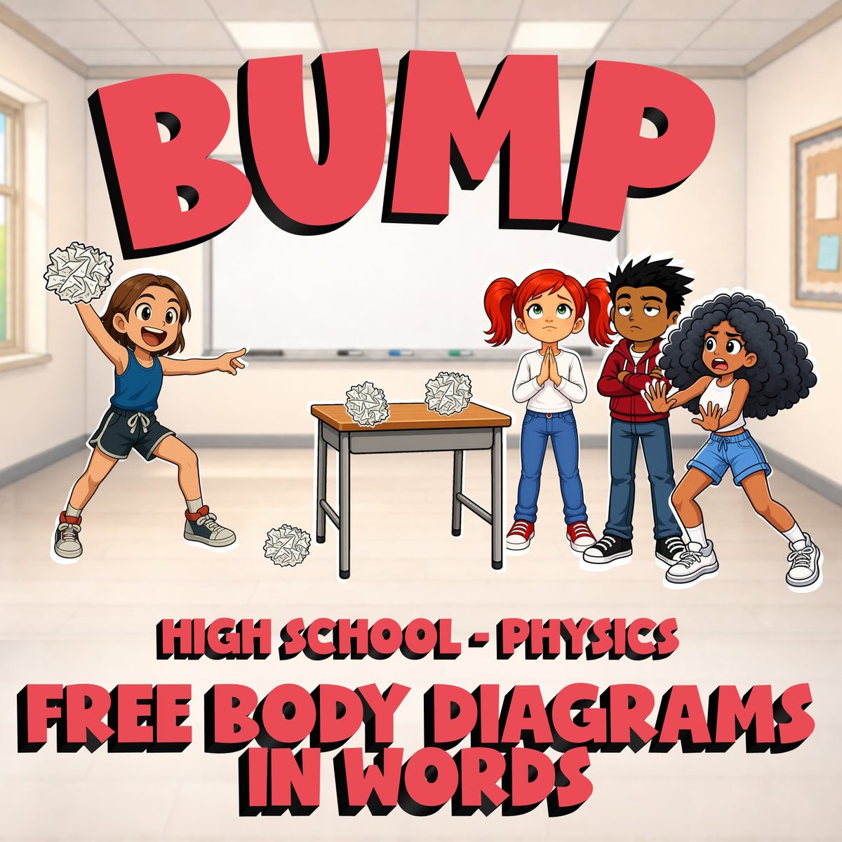Free Body Diagrams in Words BUMP Science Game - No Prep Physics Review Activity