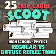 Regular vs Diffuse Reflection SCOOT TASK CARDS Science Game - No Prep Physics