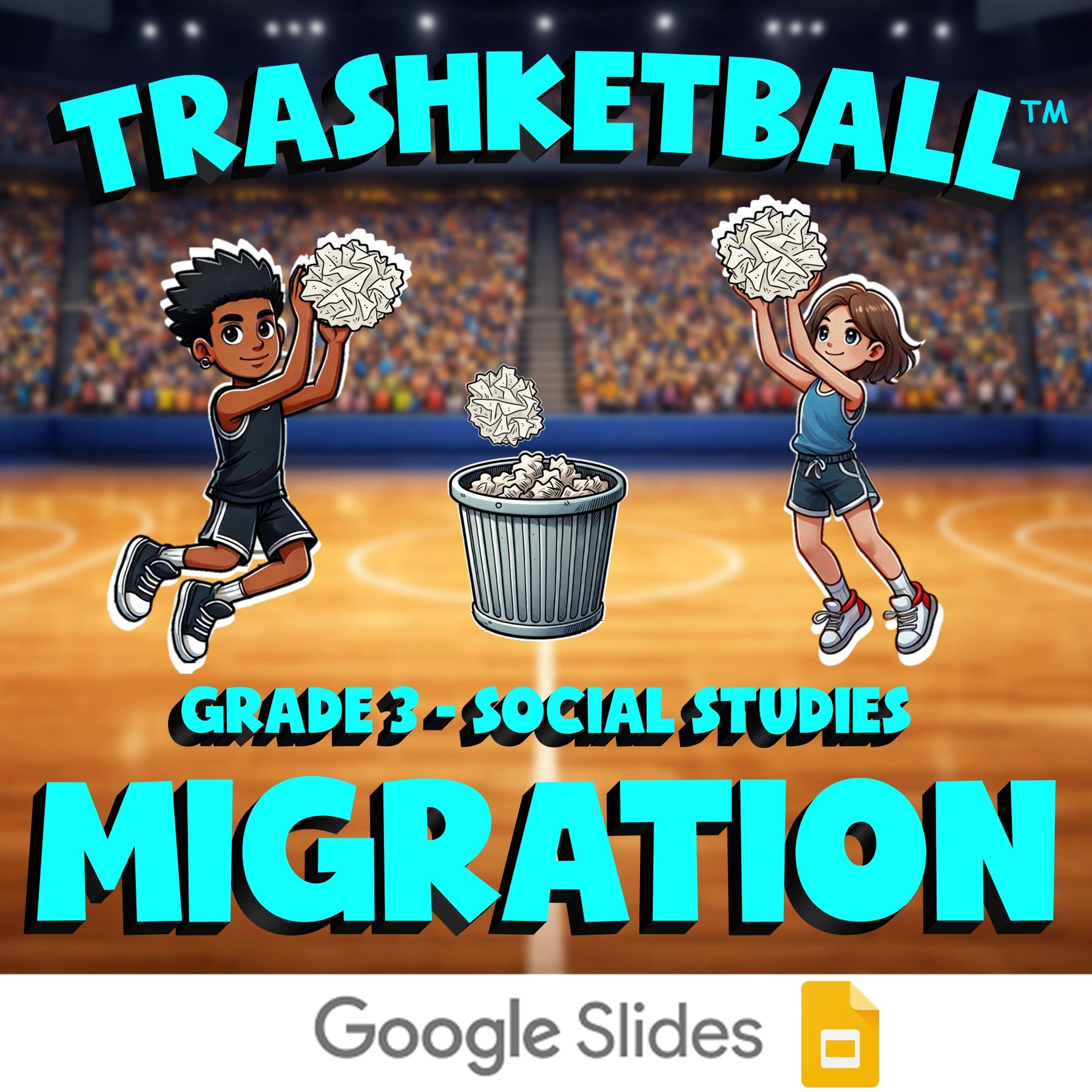 Migration TRASHKETBALL Socials Game - No Prep Grade 3 Review Activity
