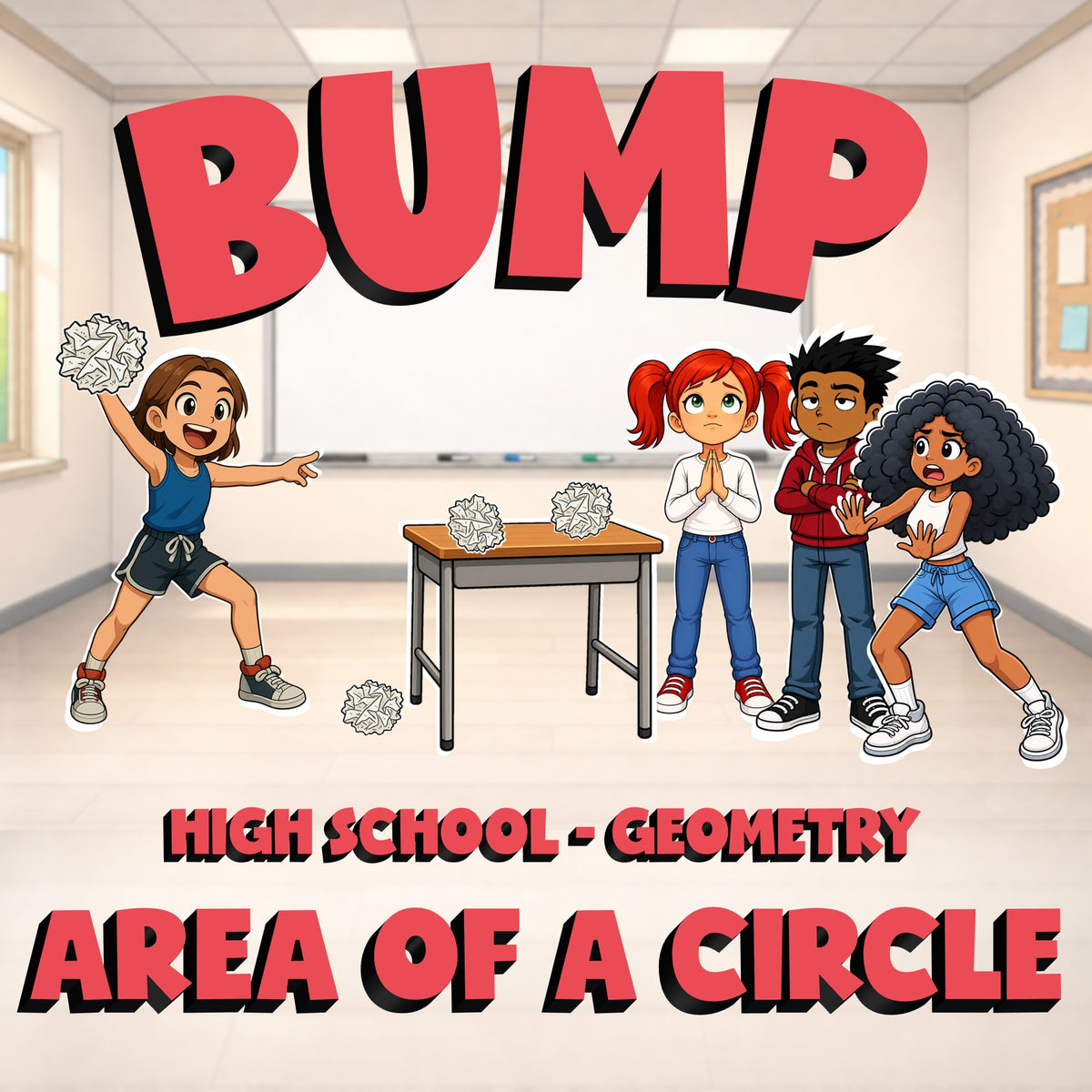Area of a Circle BUMP Math Game - No Prep Geometry Review Activity