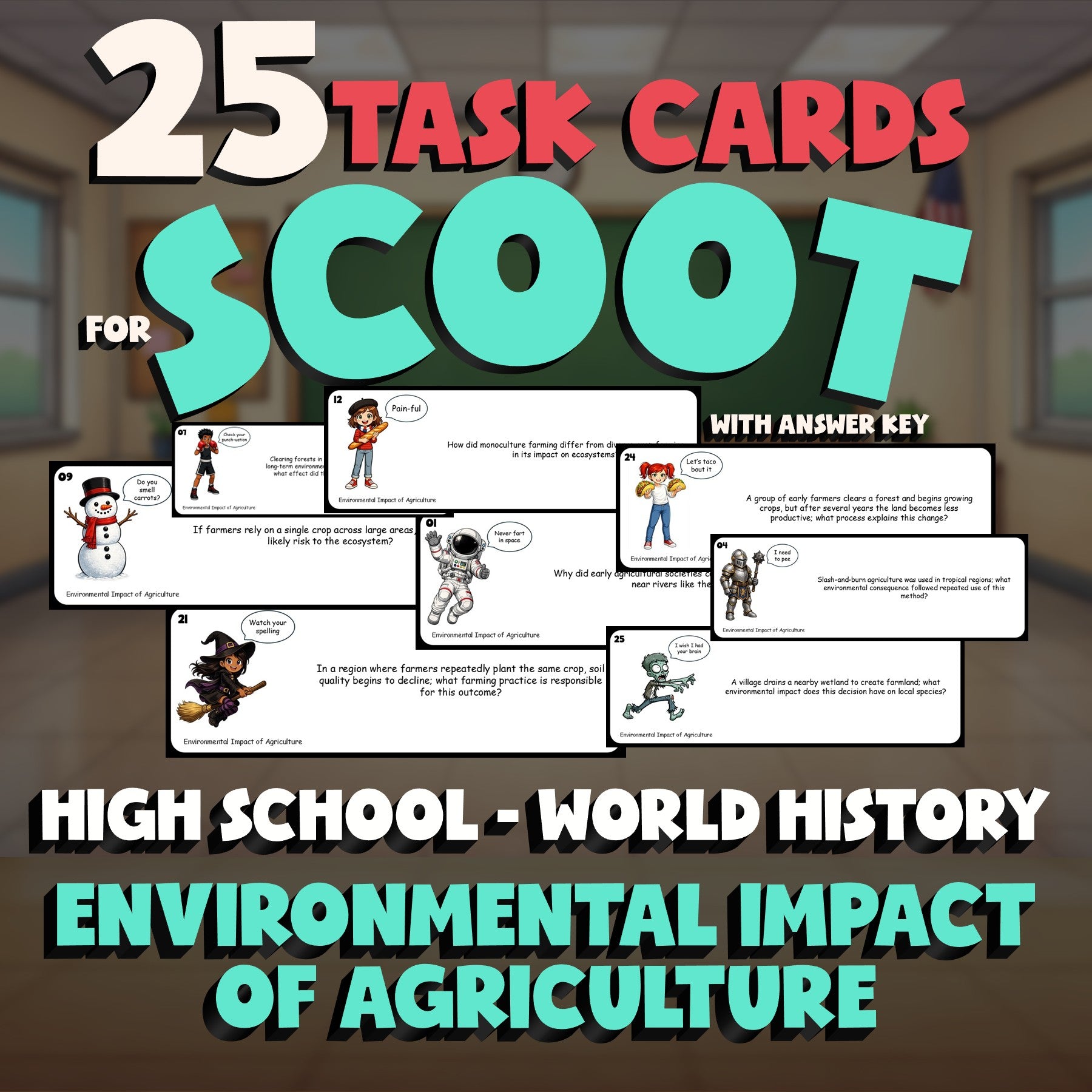Environmental Impact of Agriculture SCOOT TASK CARDS Game - World History