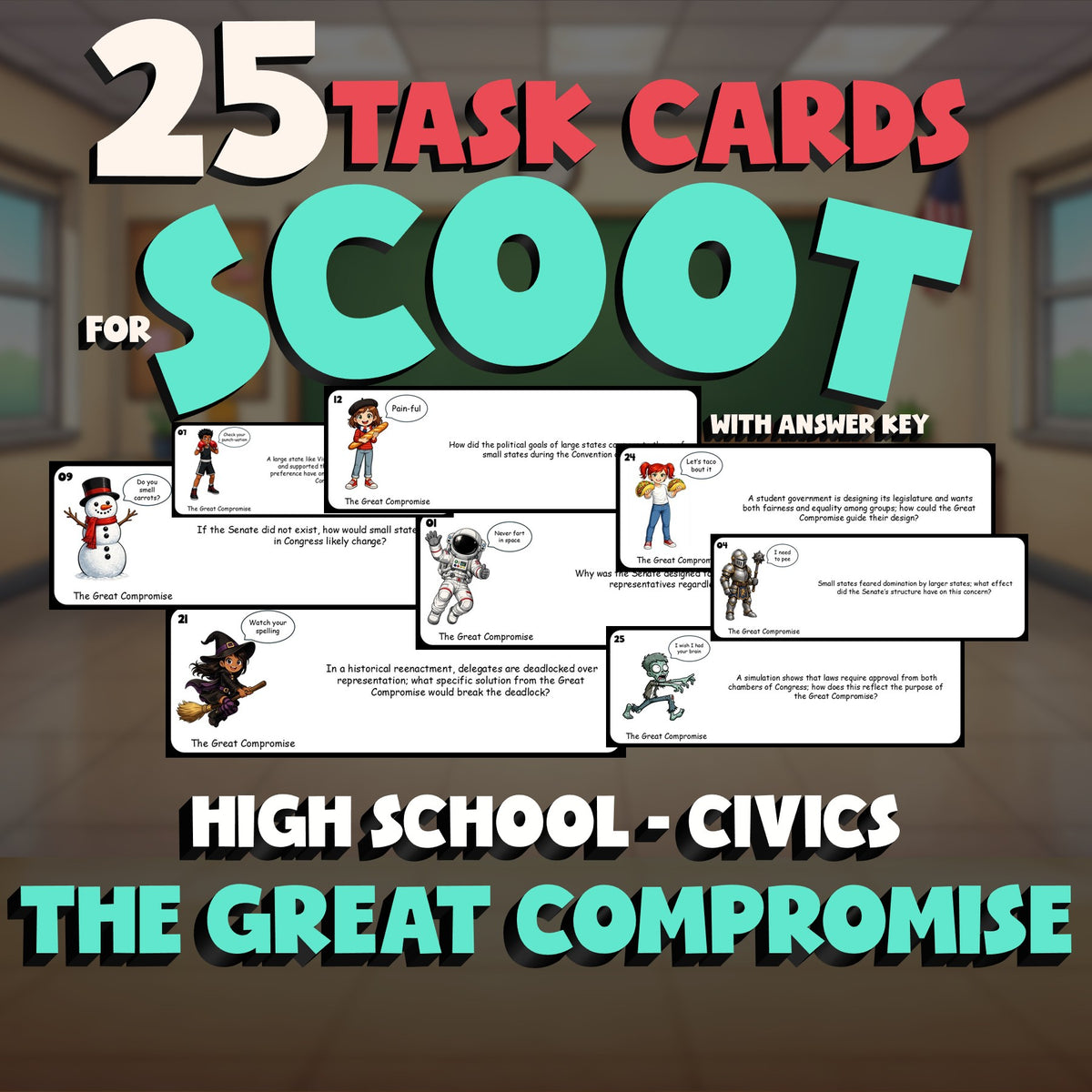 The Great Compromise SCOOT TASK CARDS Civics Game - No Prep Review Activity
