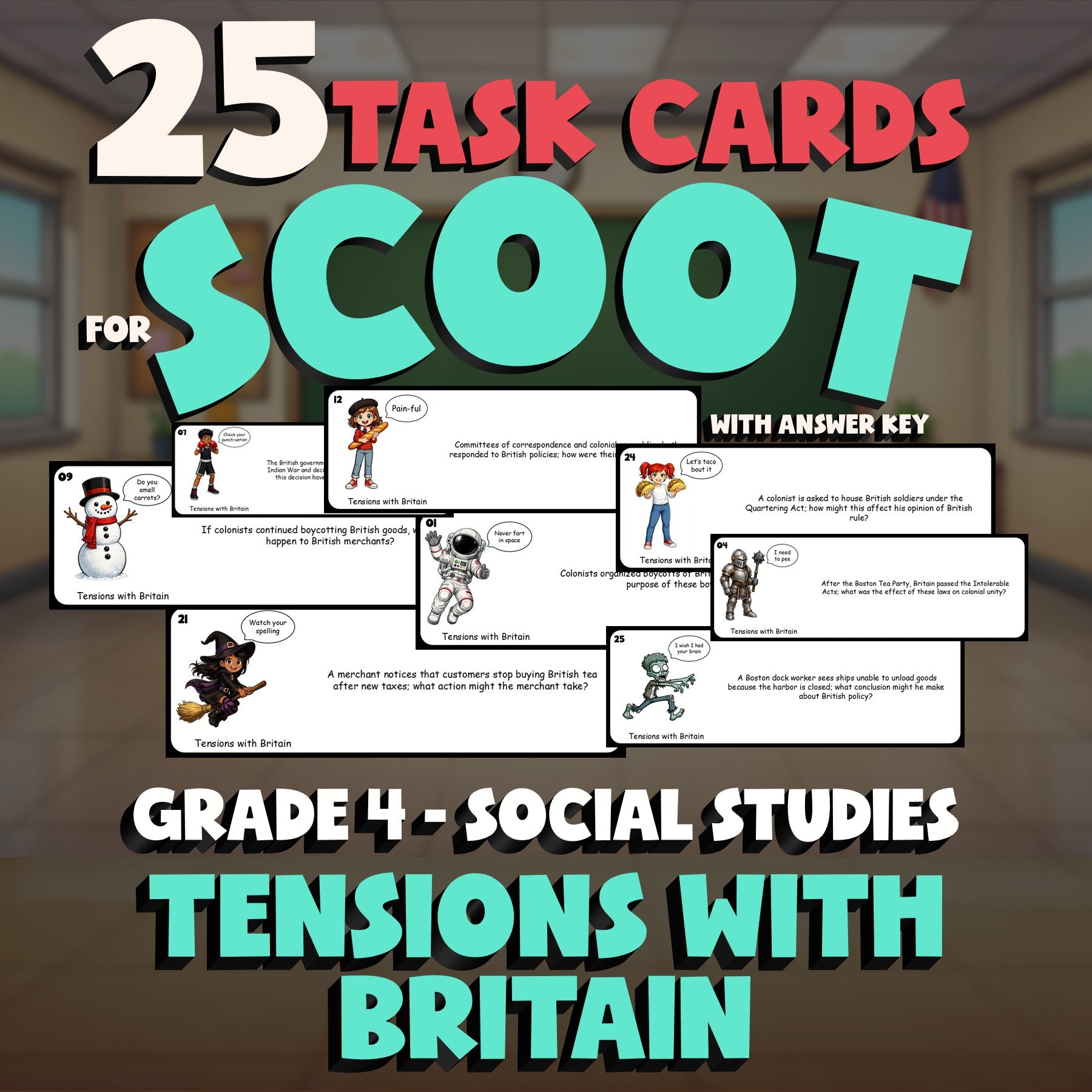 Tensions with Britain SCOOT TASK CARDS Socials Game - No Prep Grade 4 Review
