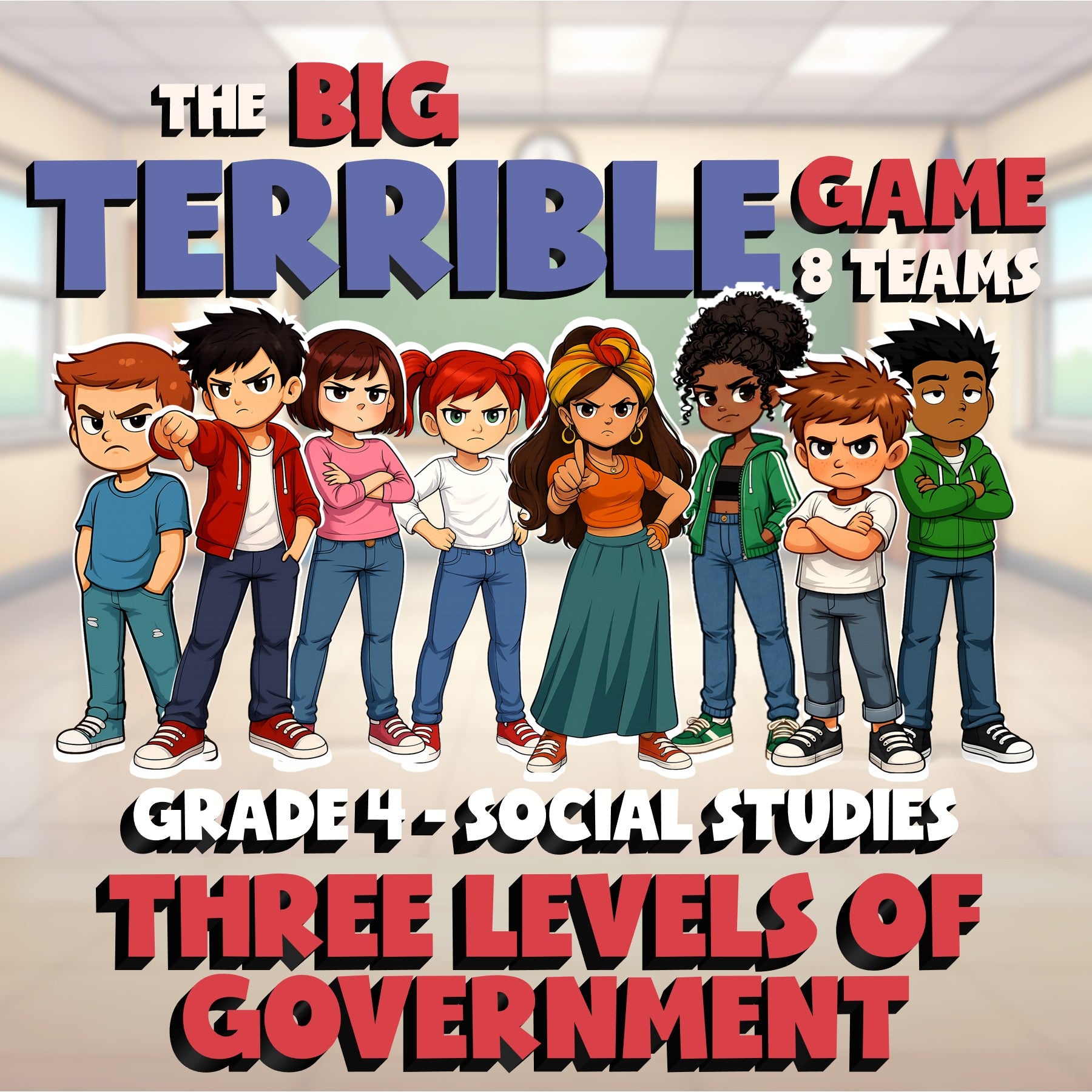 Three Levels of Government BIG TERRIBLE GAME - No Prep Grade 4 Socials Review