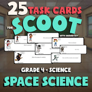 Space Science SCOOT TASK CARDS Science Game - No Prep Grade 4 Review Activity
