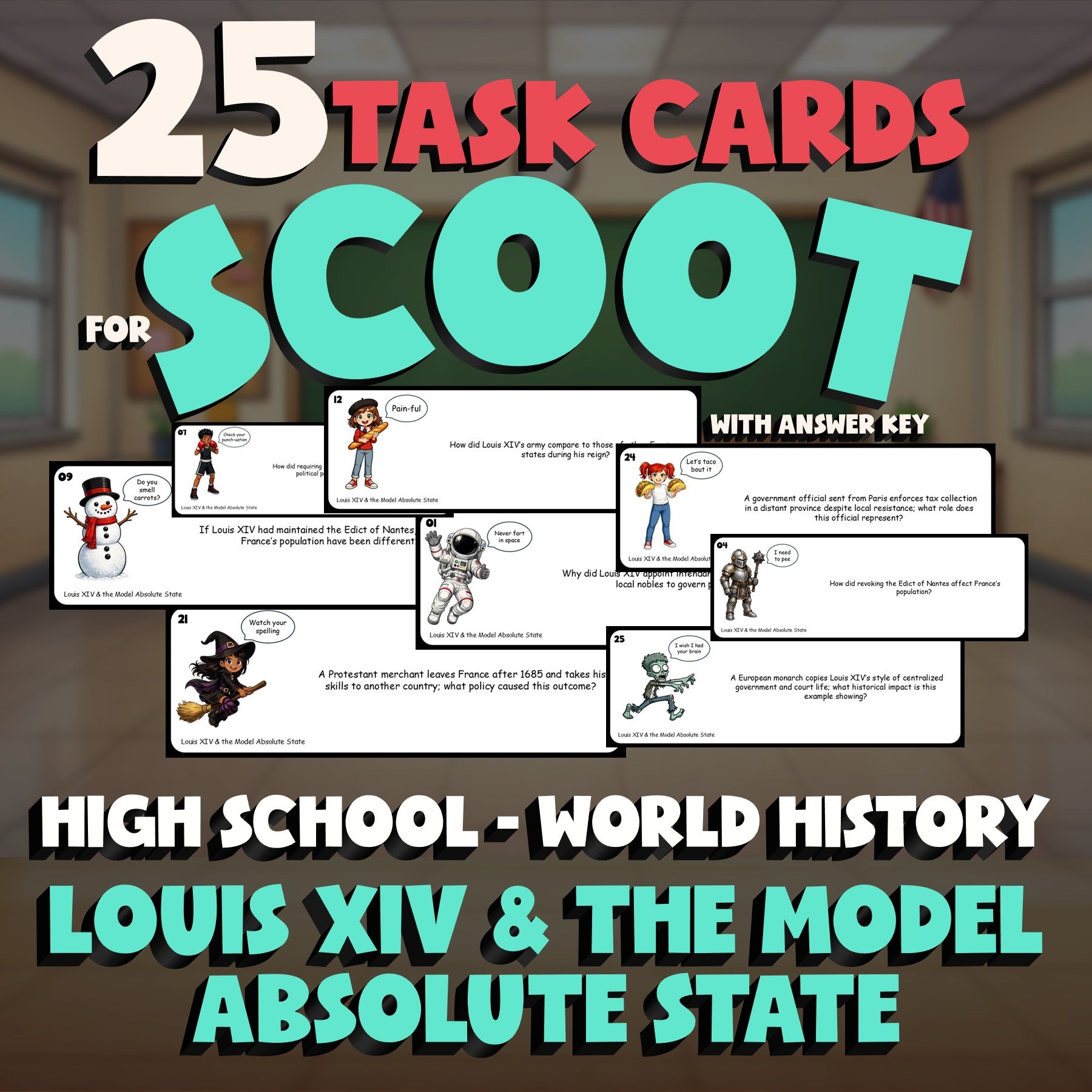 Louis XIV & the Model Absolute State SCOOT TASK CARDS Game - World History