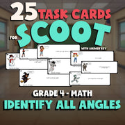 Identify All Angles SCOOT TASK CARDS Math Game - No Prep Grade 4 Review Activity