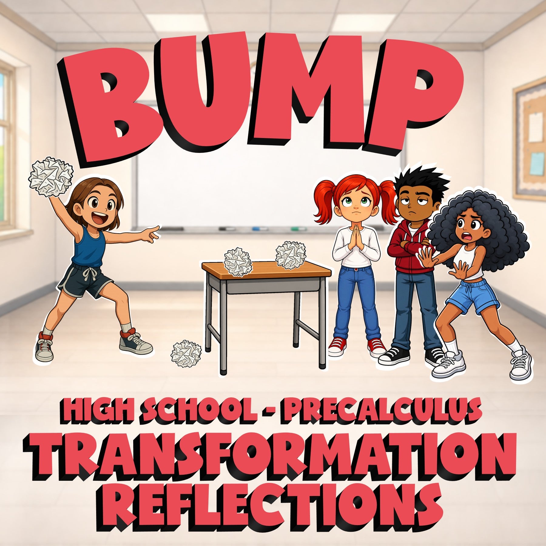 Transformation Reflections BUMP Math Game - No Prep PreCalculus Review Activity