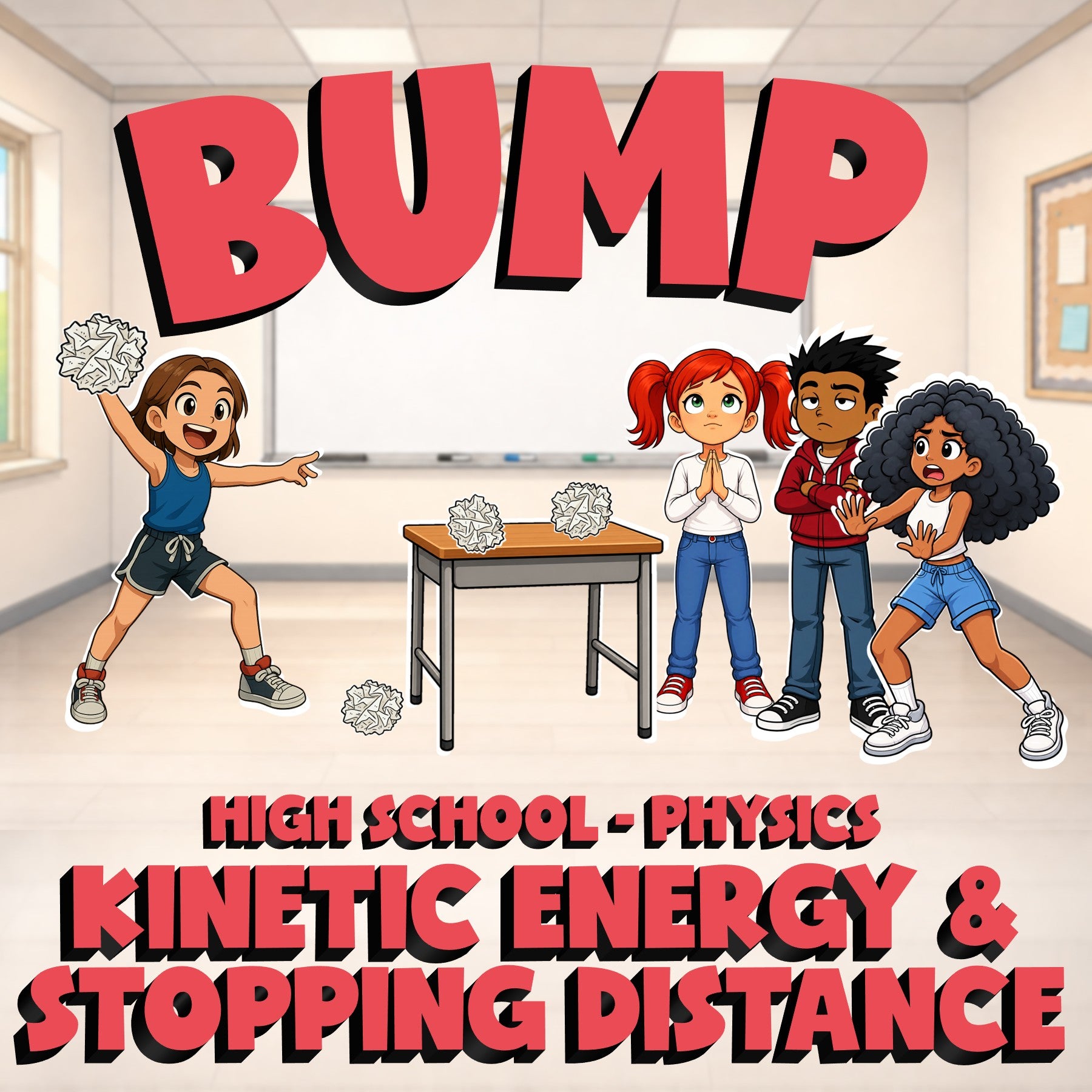 Kinetic Energy & Stopping Distance BUMP Science Game - No Prep Physics Review