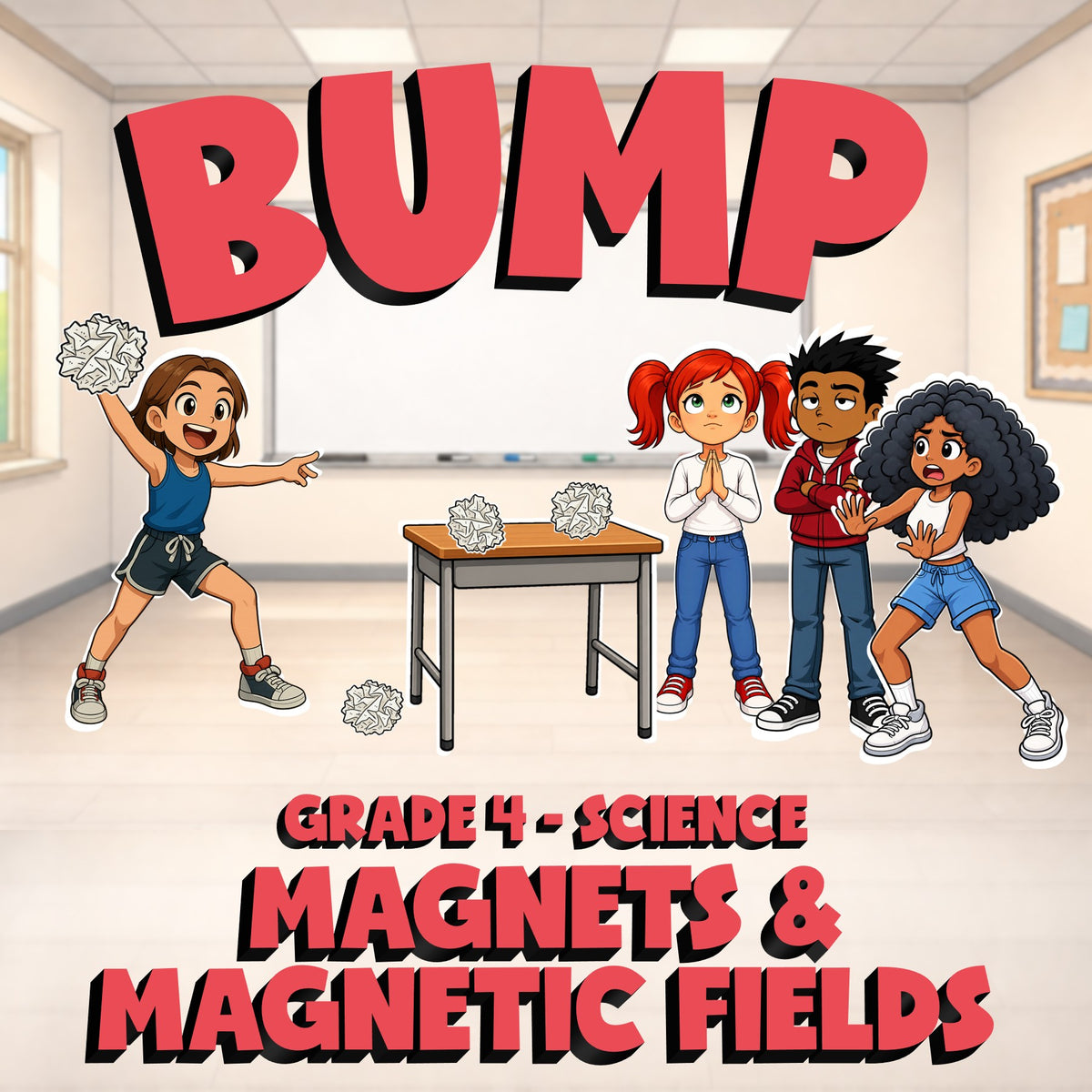 Magnets & Magnetic Fields BUMP Science Game - No Prep Grade 4 Review Activity