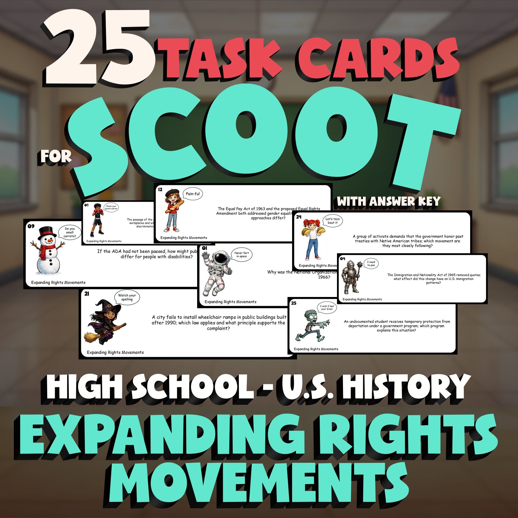 Expanding Rights Movements SCOOT TASK CARDS U.S. History Game - No Prep Review
