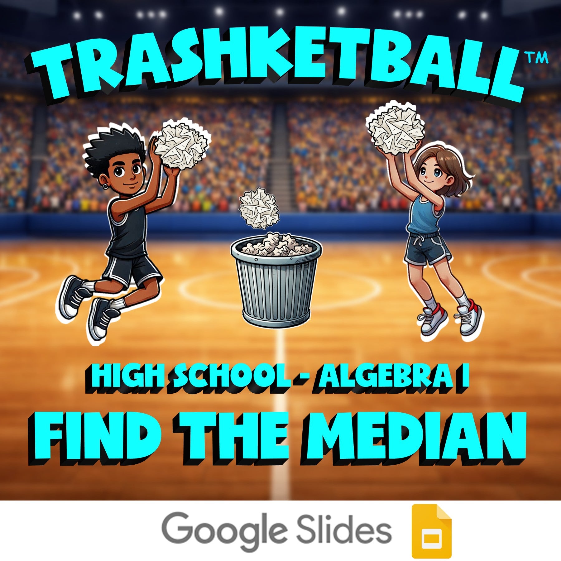 Find the Median TRASHKETBALL Math Game - No Prep Algebra 1 Review Activity