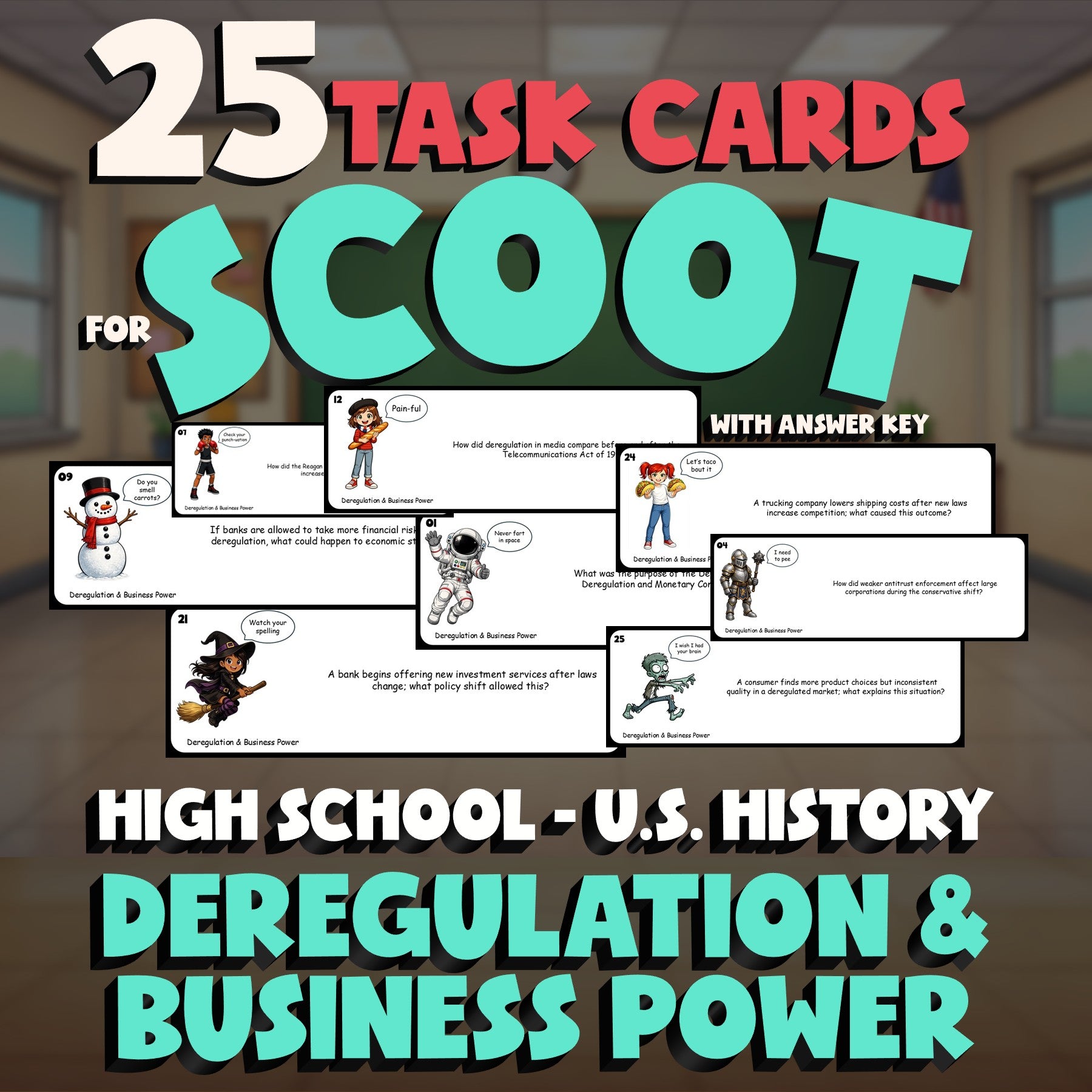 Deregulation & Business Power SCOOT TASK CARDS U.S. History Game - No Prep