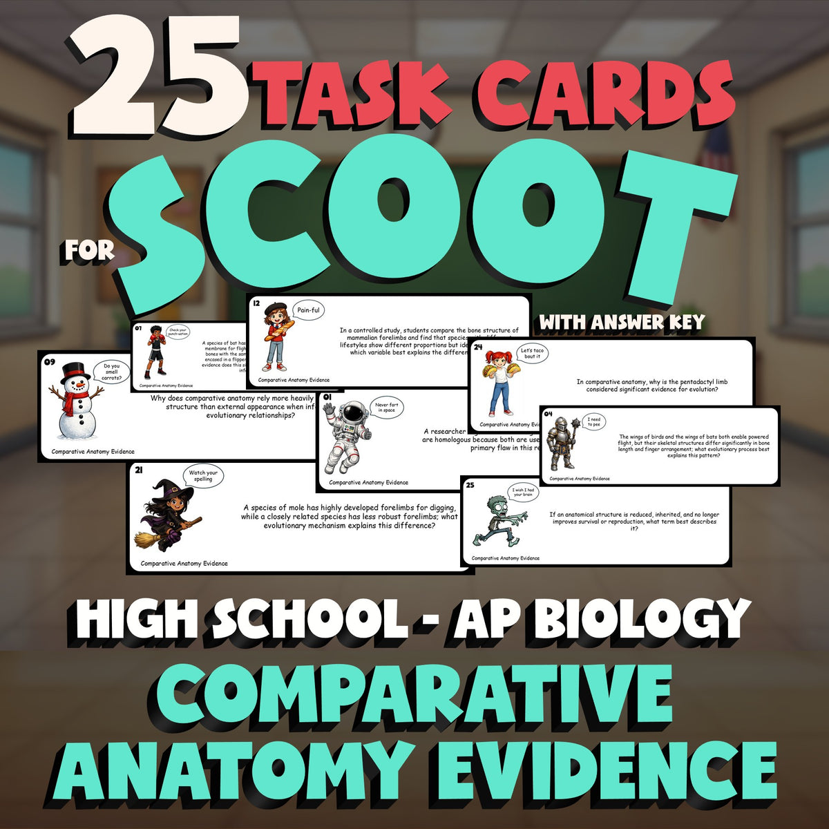 Comparative Anatomy Evidence SCOOT TASK CARDS Science Game - No Prep AP Biology