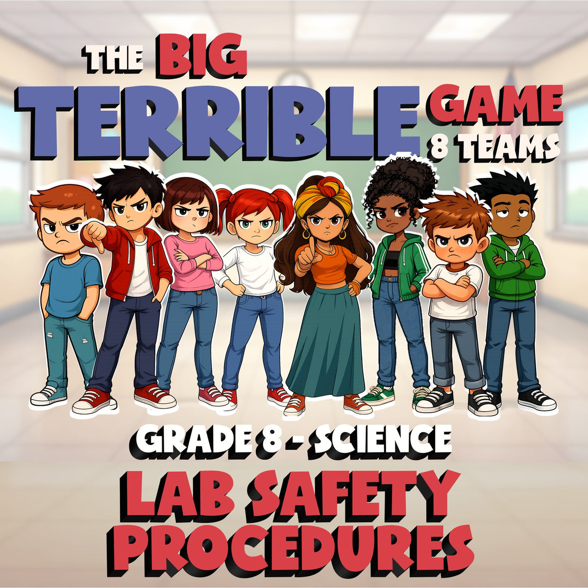 Lab Safety Procedures BIG TERRIBLE GAME - No Prep Grade 8 Science Review