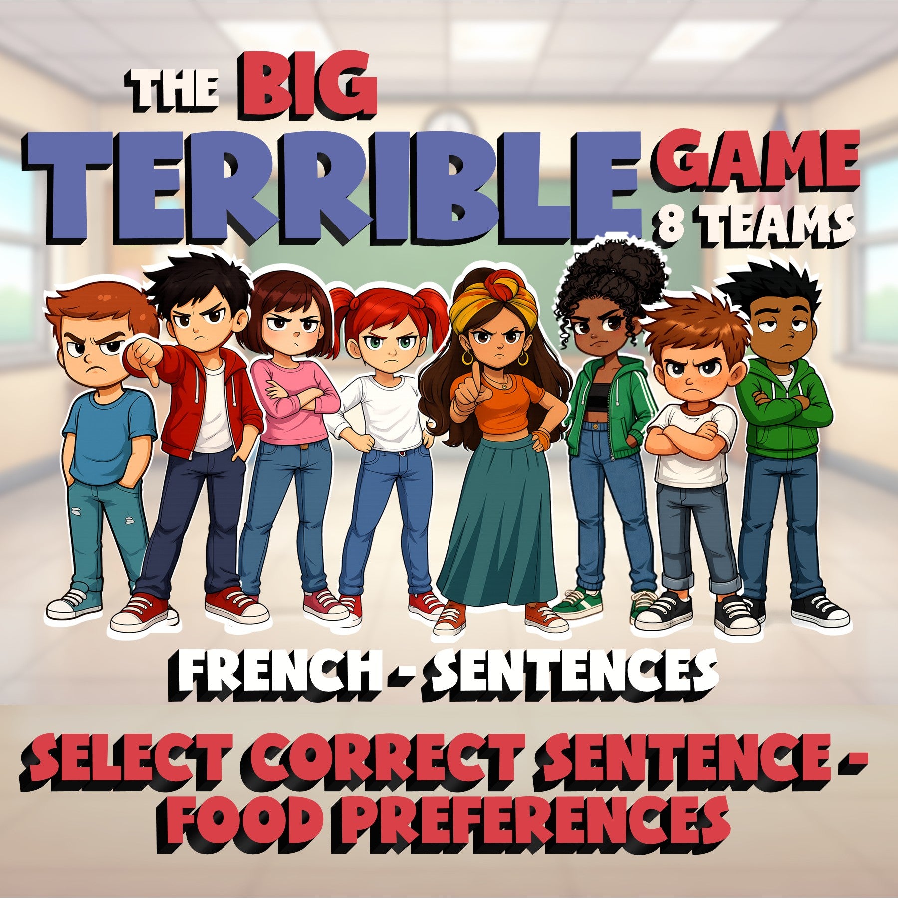 Select Correct Sentence - Food Preferences BIG TERRIBLE GAME - French Exercise