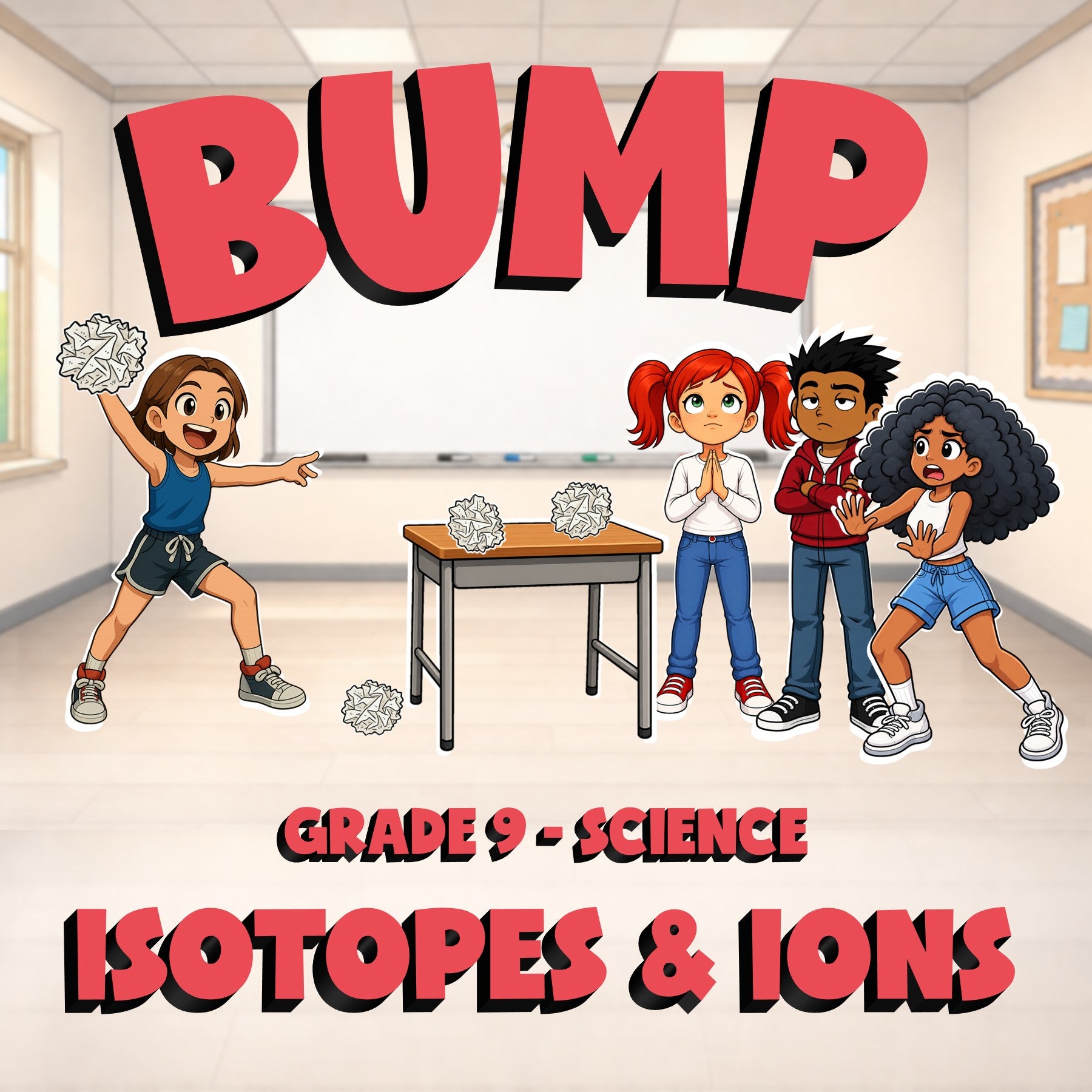 Isotopes & Ions BUMP Science Game - No Prep Grade 9 Review Activity