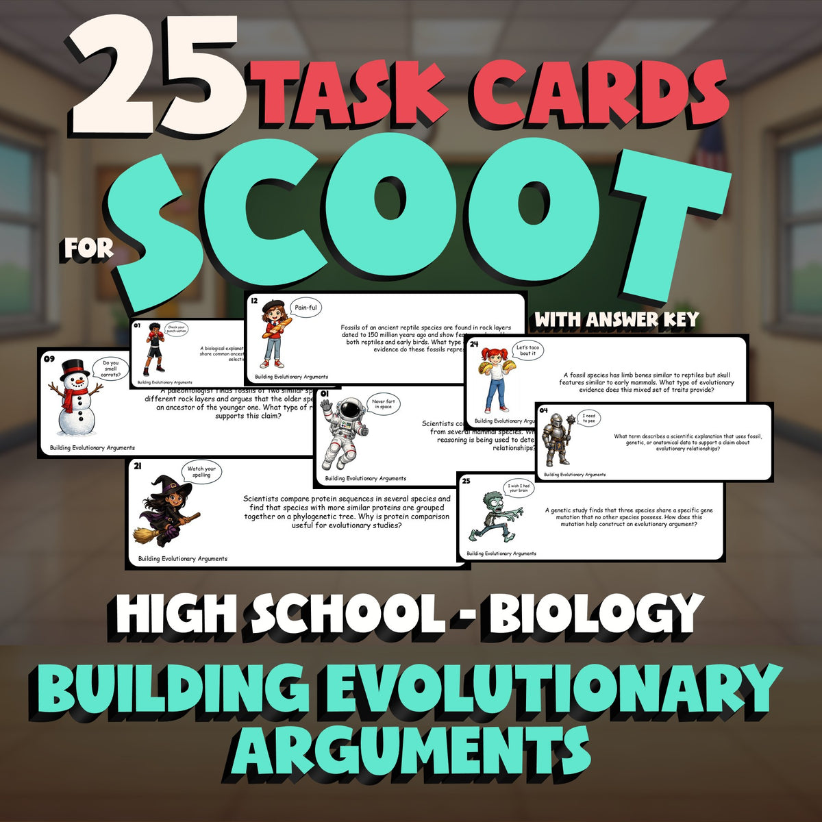 Building Evolutionary Arguments SCOOT TASK CARDS Science Game - No Prep Biology