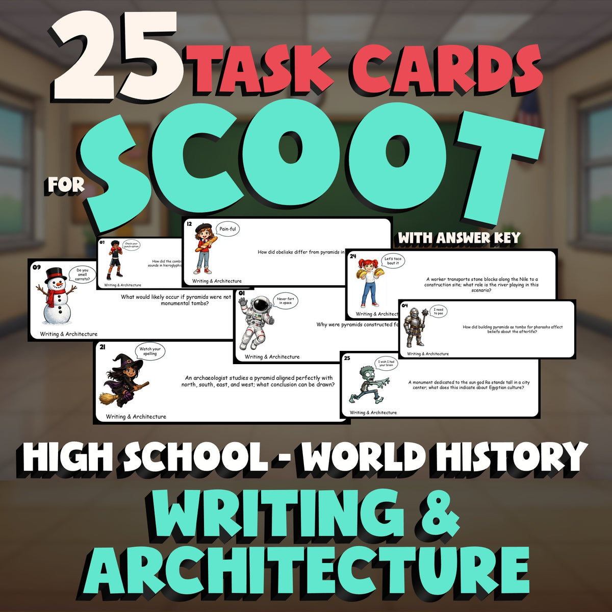 Writing & Architecture SCOOT TASK CARDS Game - No Prep World History Review