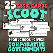 Comparative Governments SCOOT TASK CARDS Civics Game - No Prep Review Activity