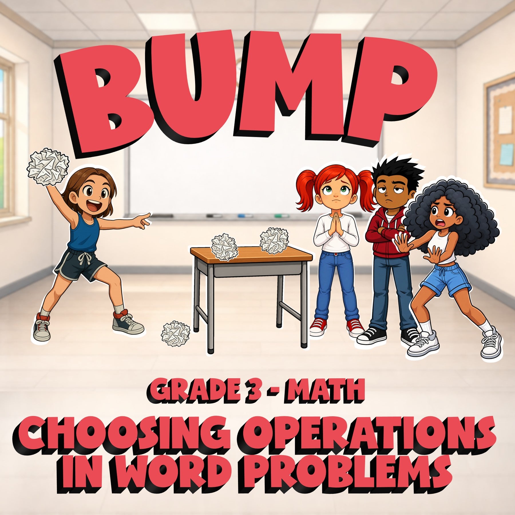 Choosing Operations in Word Problems BUMP Math Game - No Prep Grade 3 Review