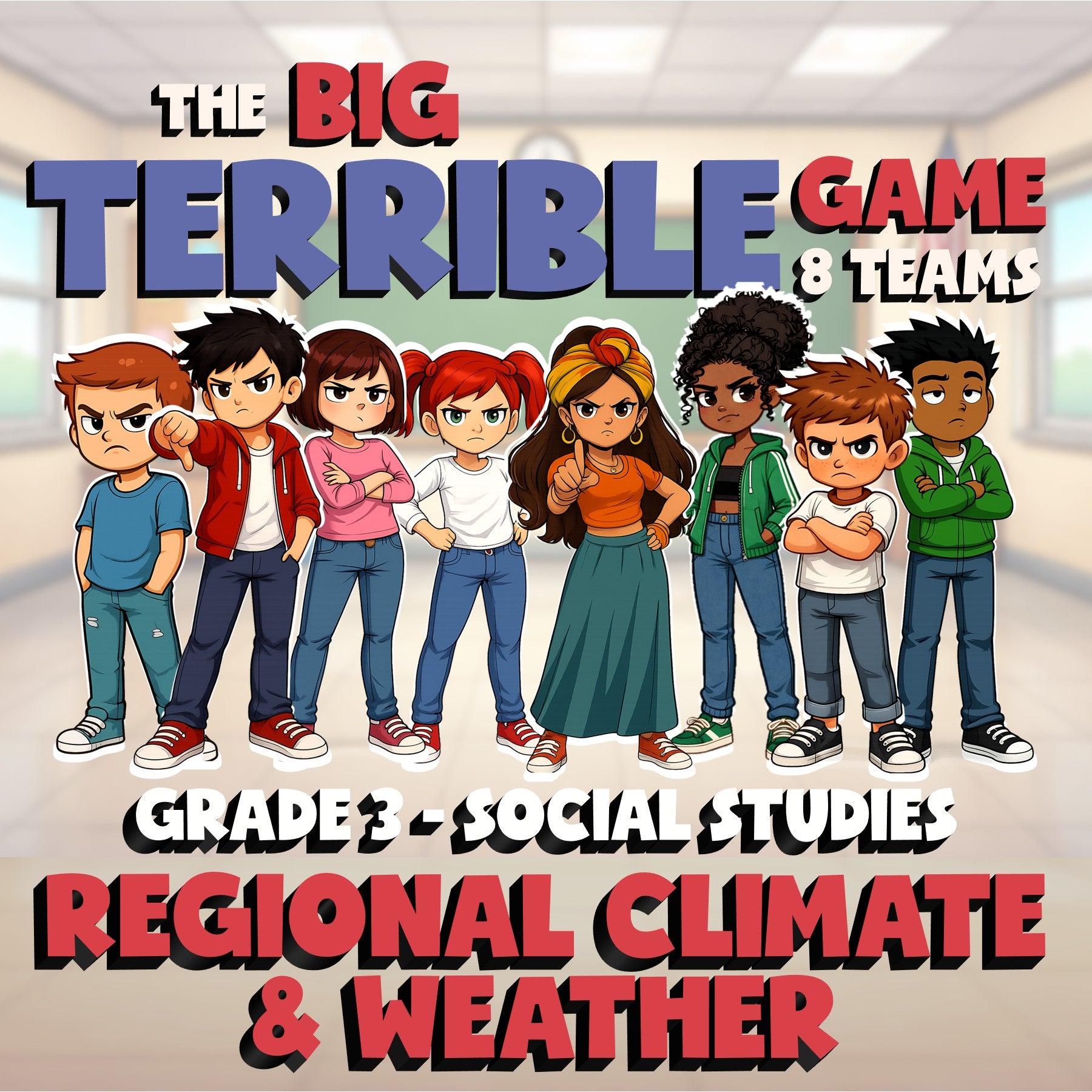 Regional Climate & Weather BIG TERRIBLE GAME - No Prep Grade 3 Socials Review