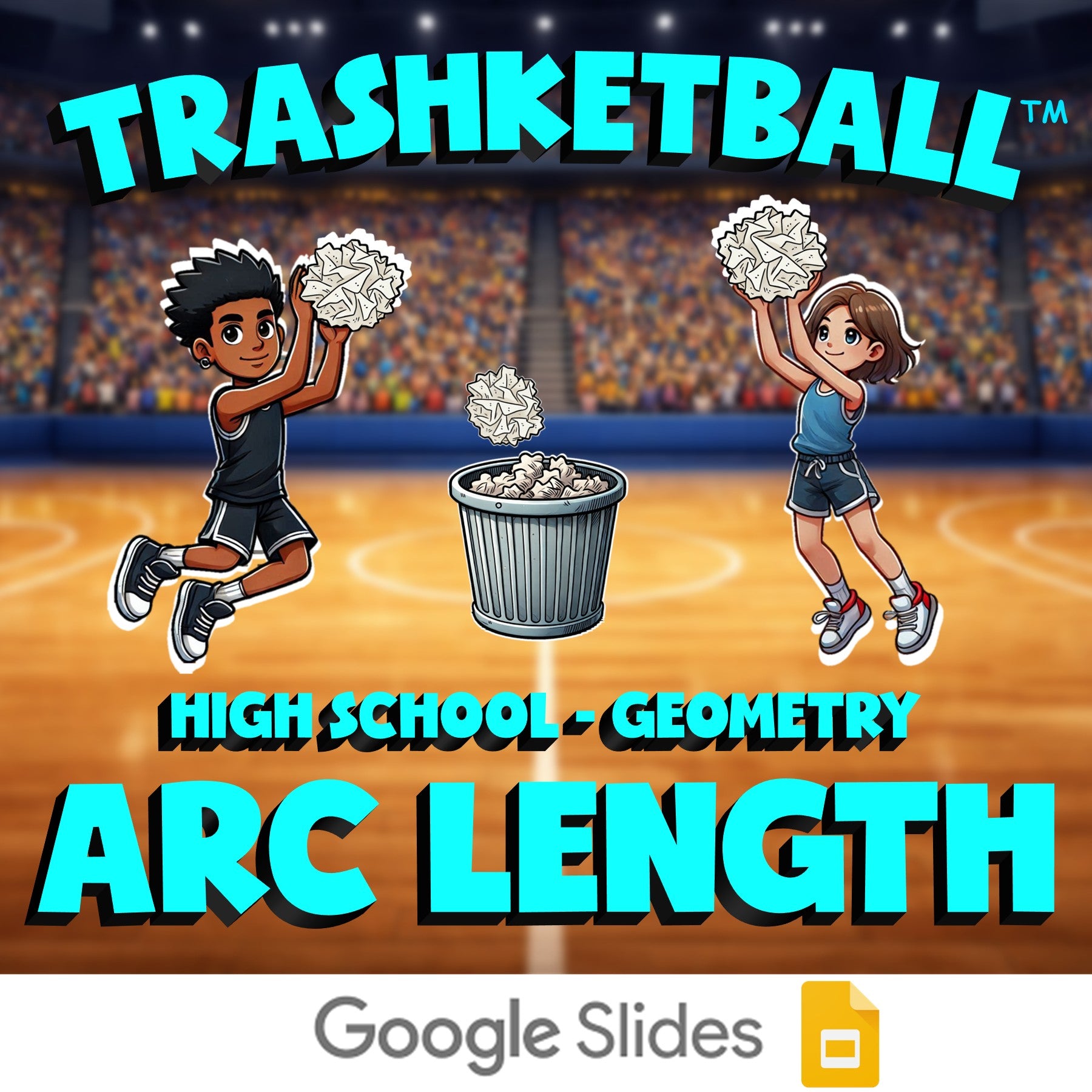 Arc Length TRASHKETBALL Math Game - No Prep Geometry Review Activity