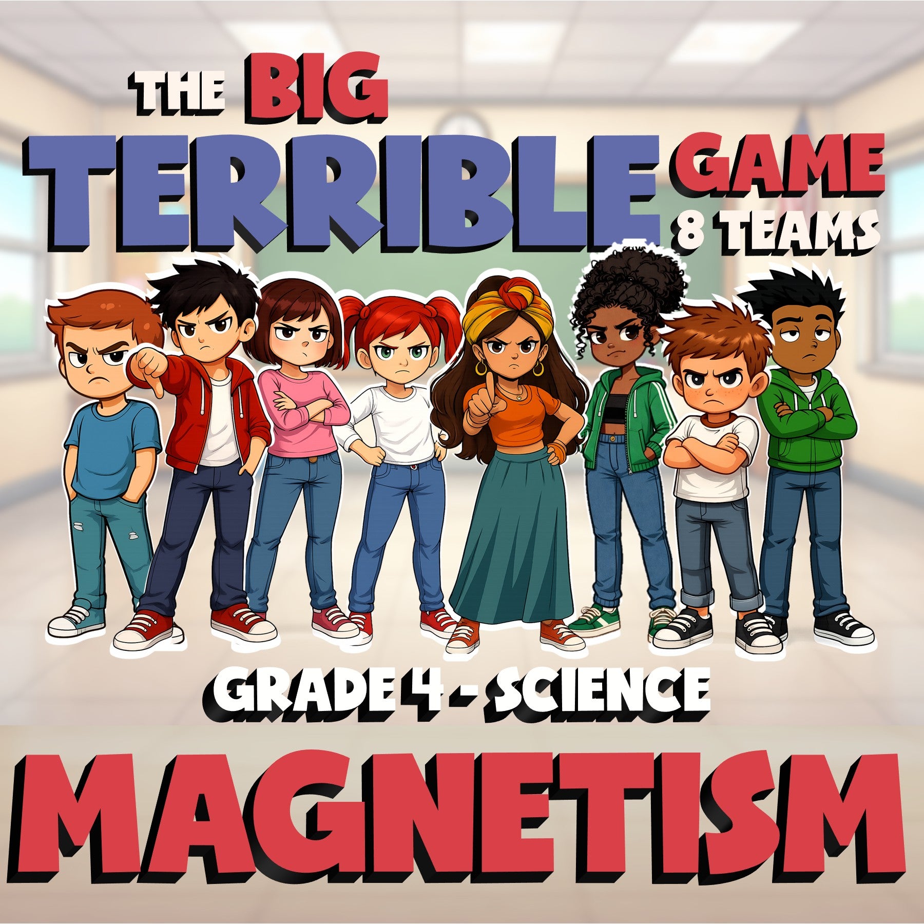Magnetism BIG TERRIBLE GAME - No Prep Grade 4 Science Review Activity