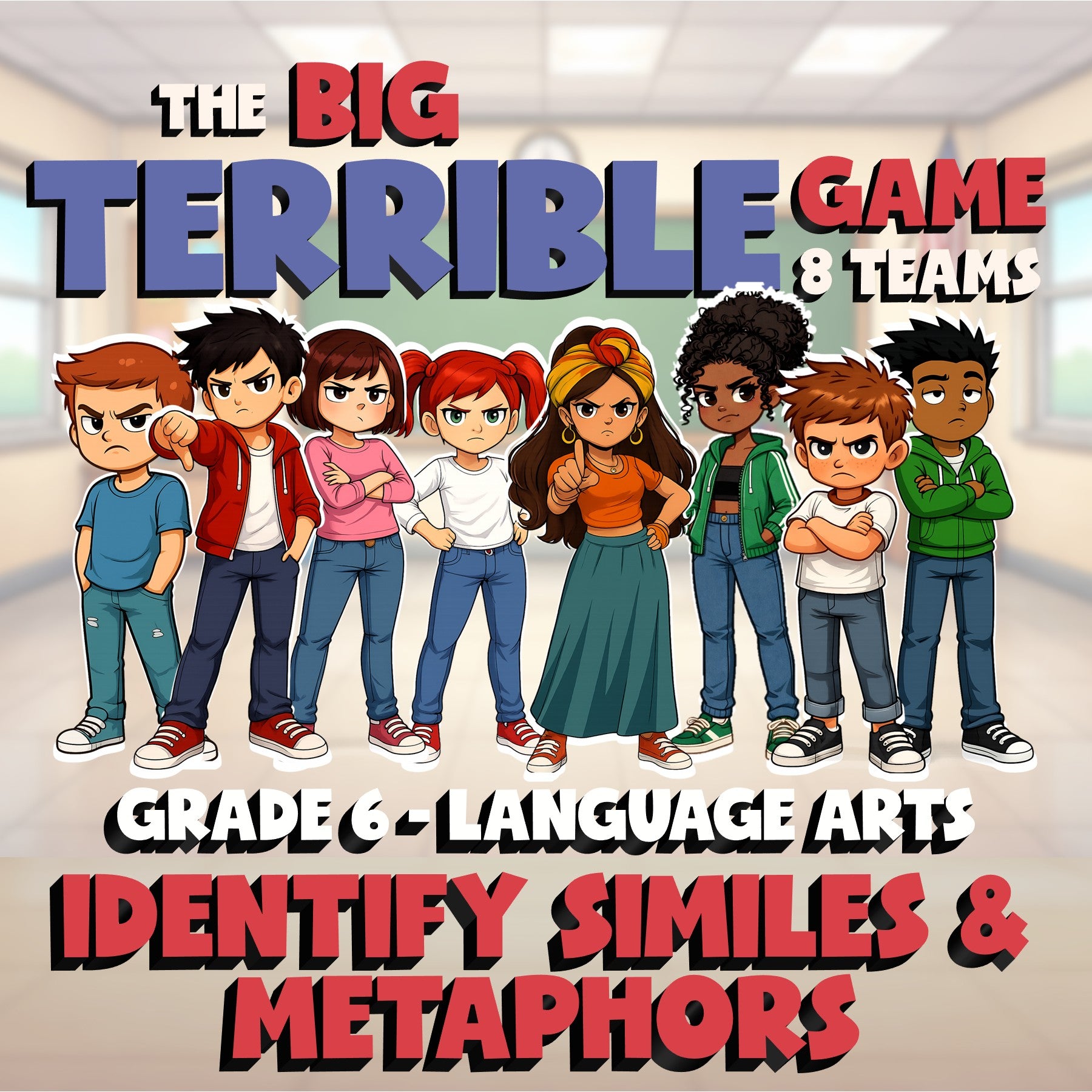 Identify Similes & Metaphors BIG TERRIBLE GAME - No Prep Grade 6 ELA Review