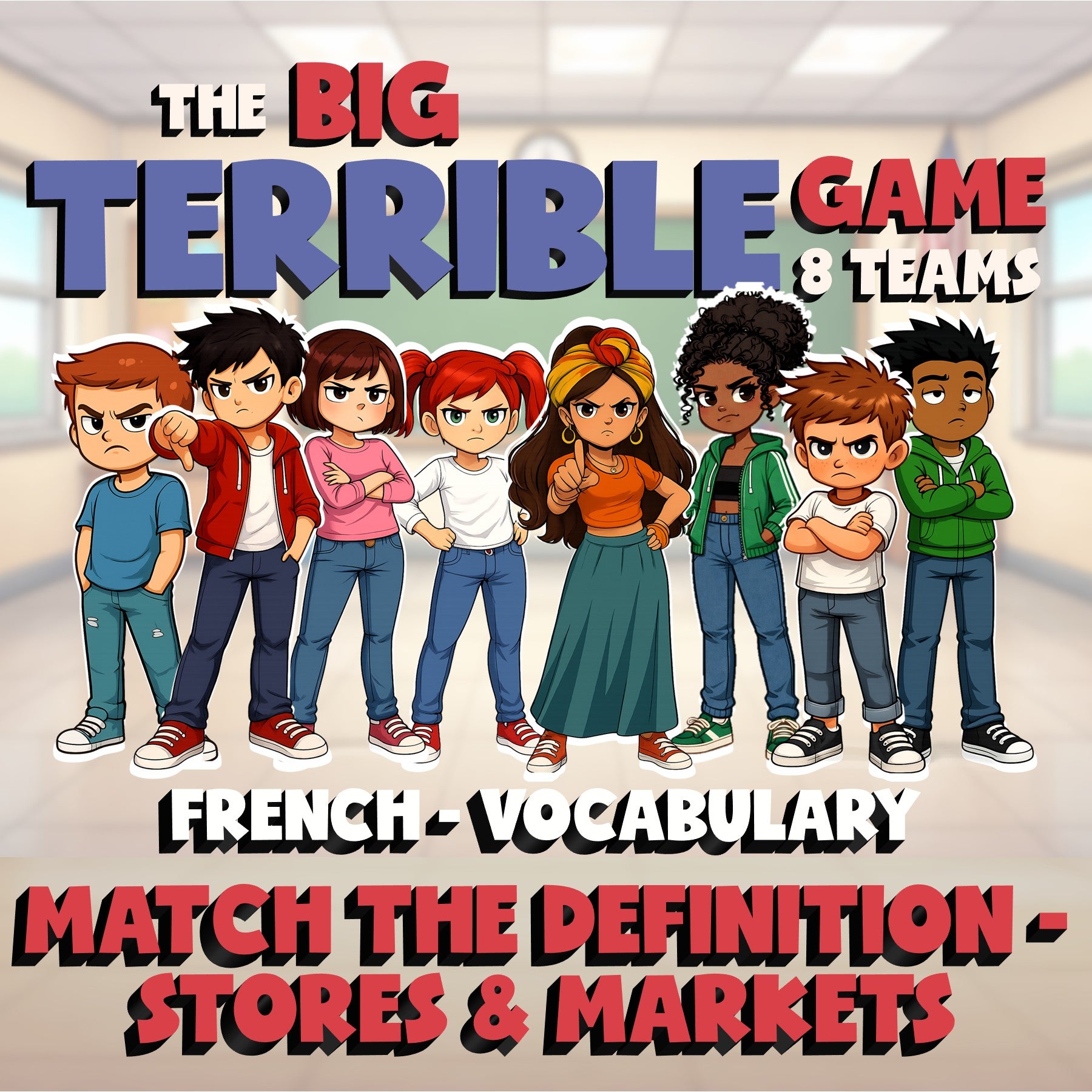 Match the Definition - Stores & Markets BIG TERRIBLE GAME - French Exercise