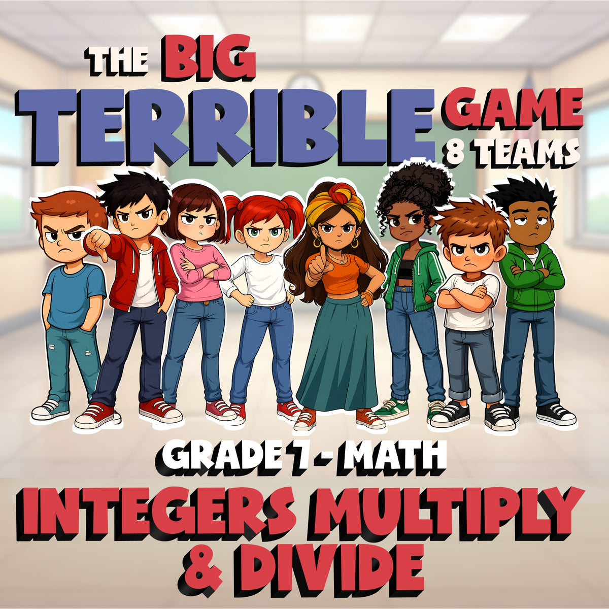 Integers Multiply & Divide BIG TERRIBLE GAME - No Prep Grade 7 Math Review