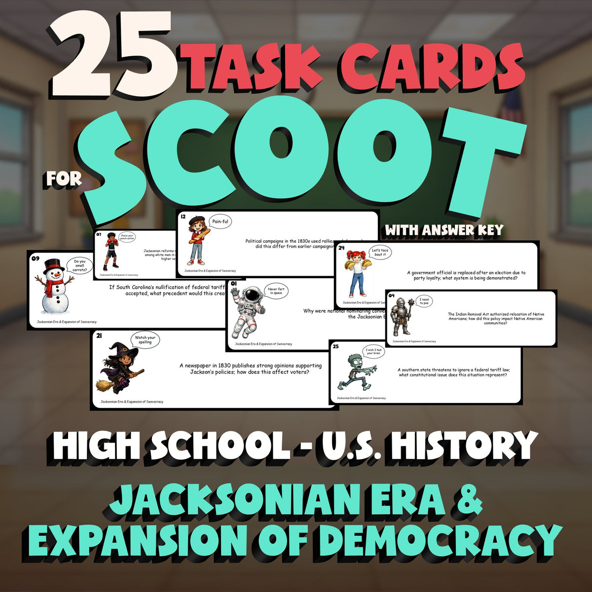 Jacksonian Era & Expansion of Democracy SCOOT TASK CARDS U.S. History Game