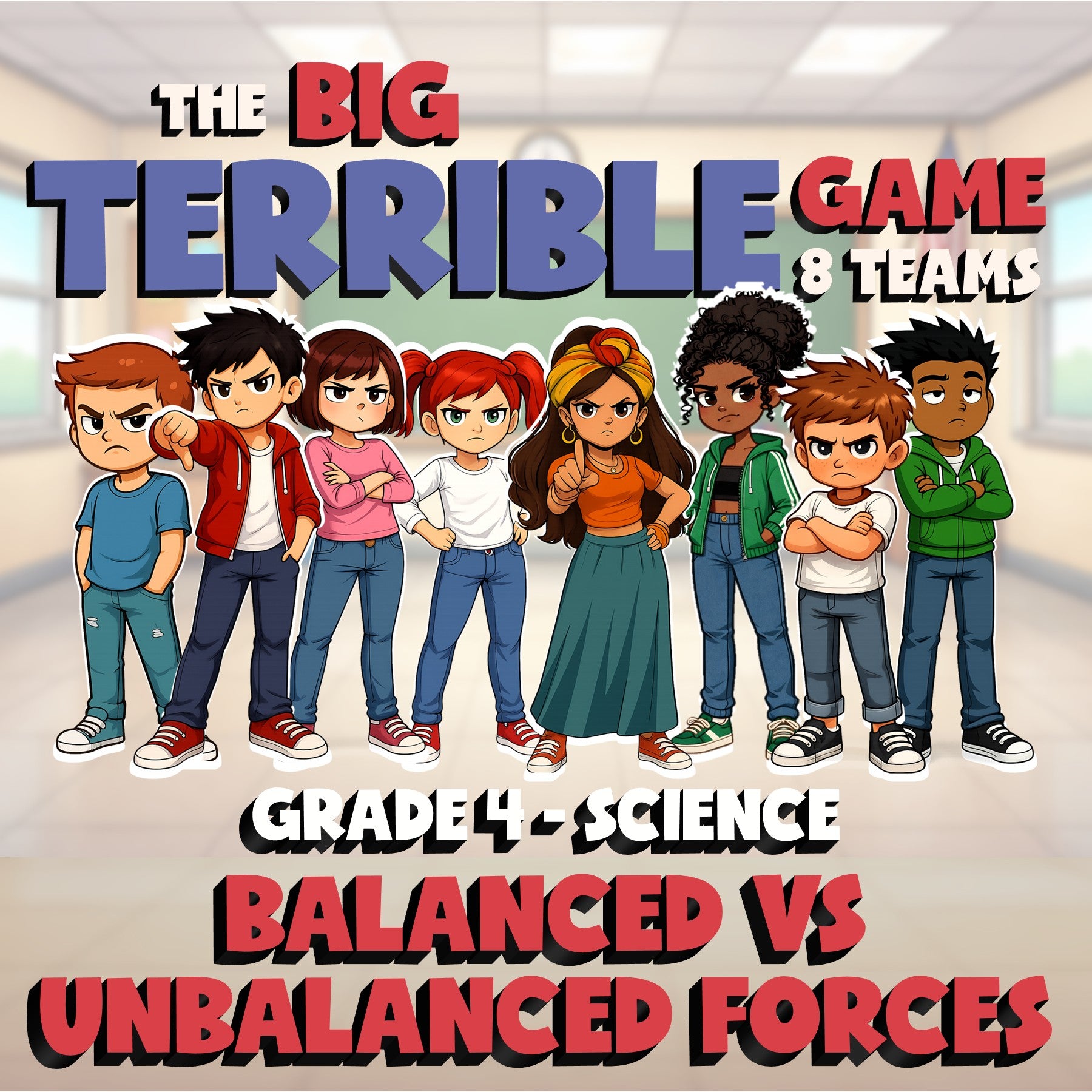 Balanced vs Unbalanced Forces BIG TERRIBLE GAME - No Prep Grade 4 Science Review